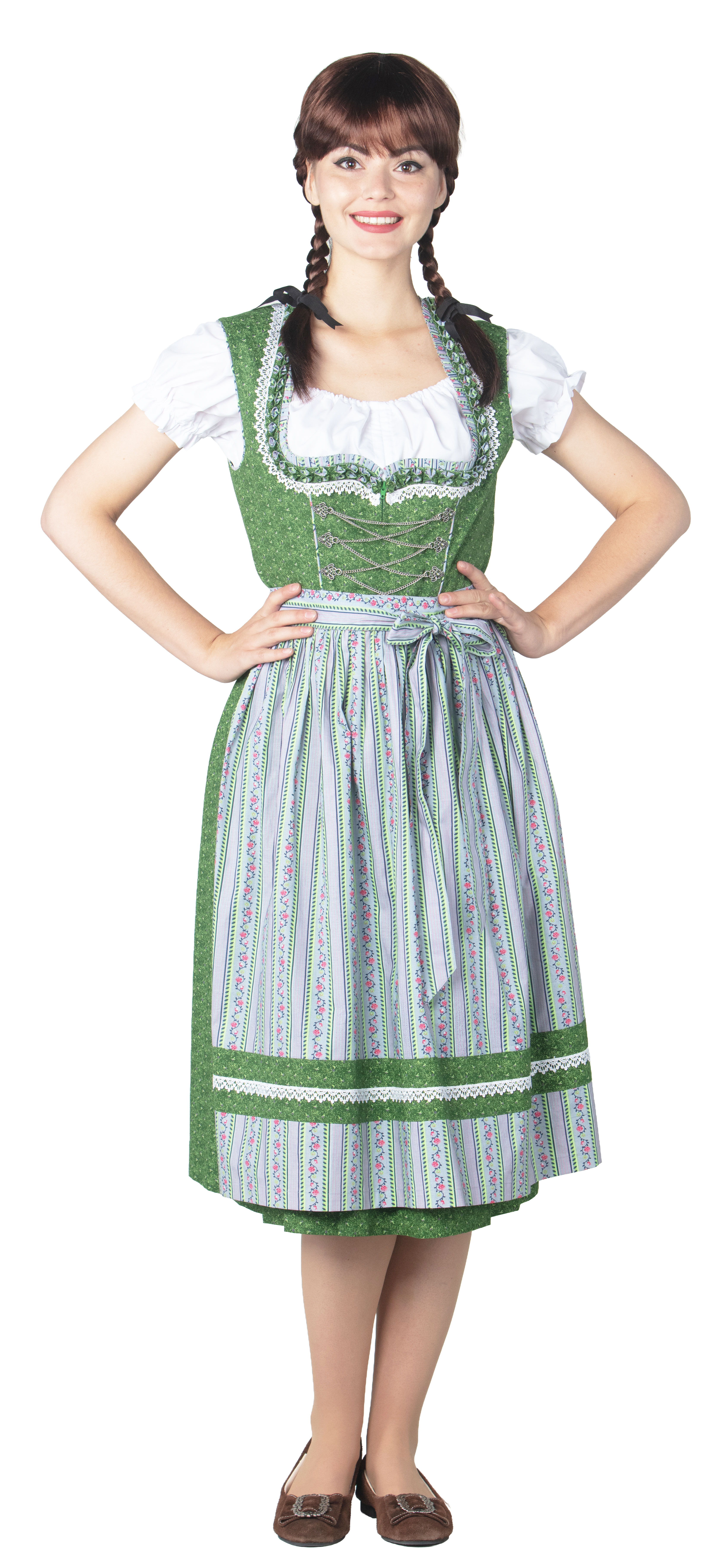 Dirndl "Lorelei" grün-grau 