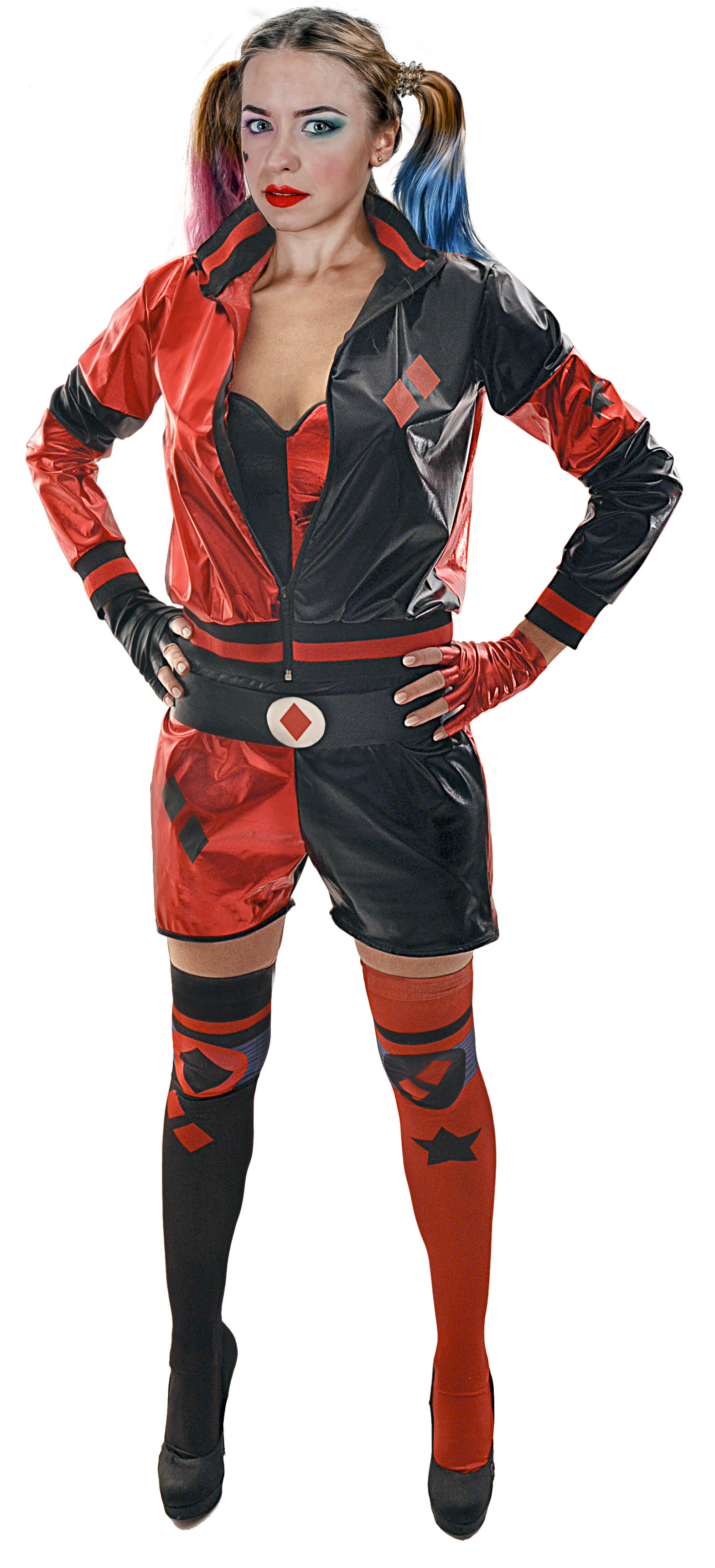 Harley quinn red black costume sale