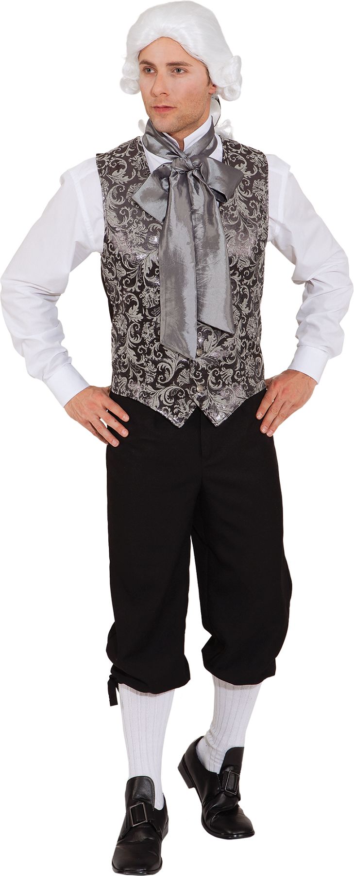 Brocade vest, silver-black