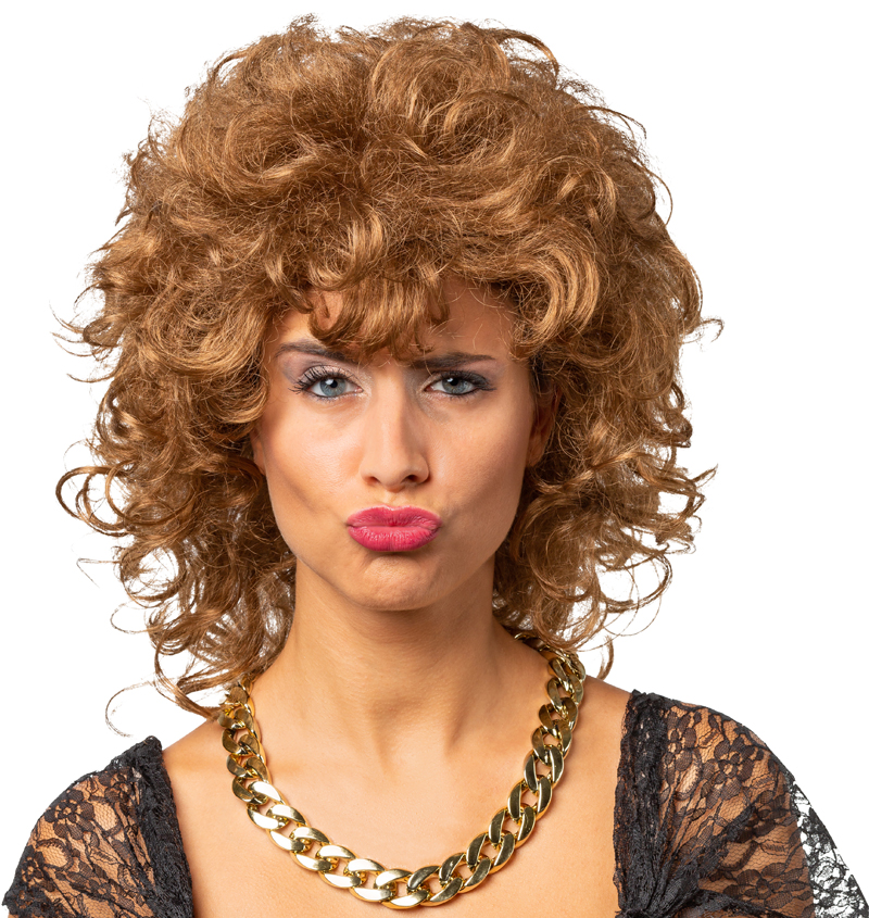 Ladies wig 80's, tousled, brown