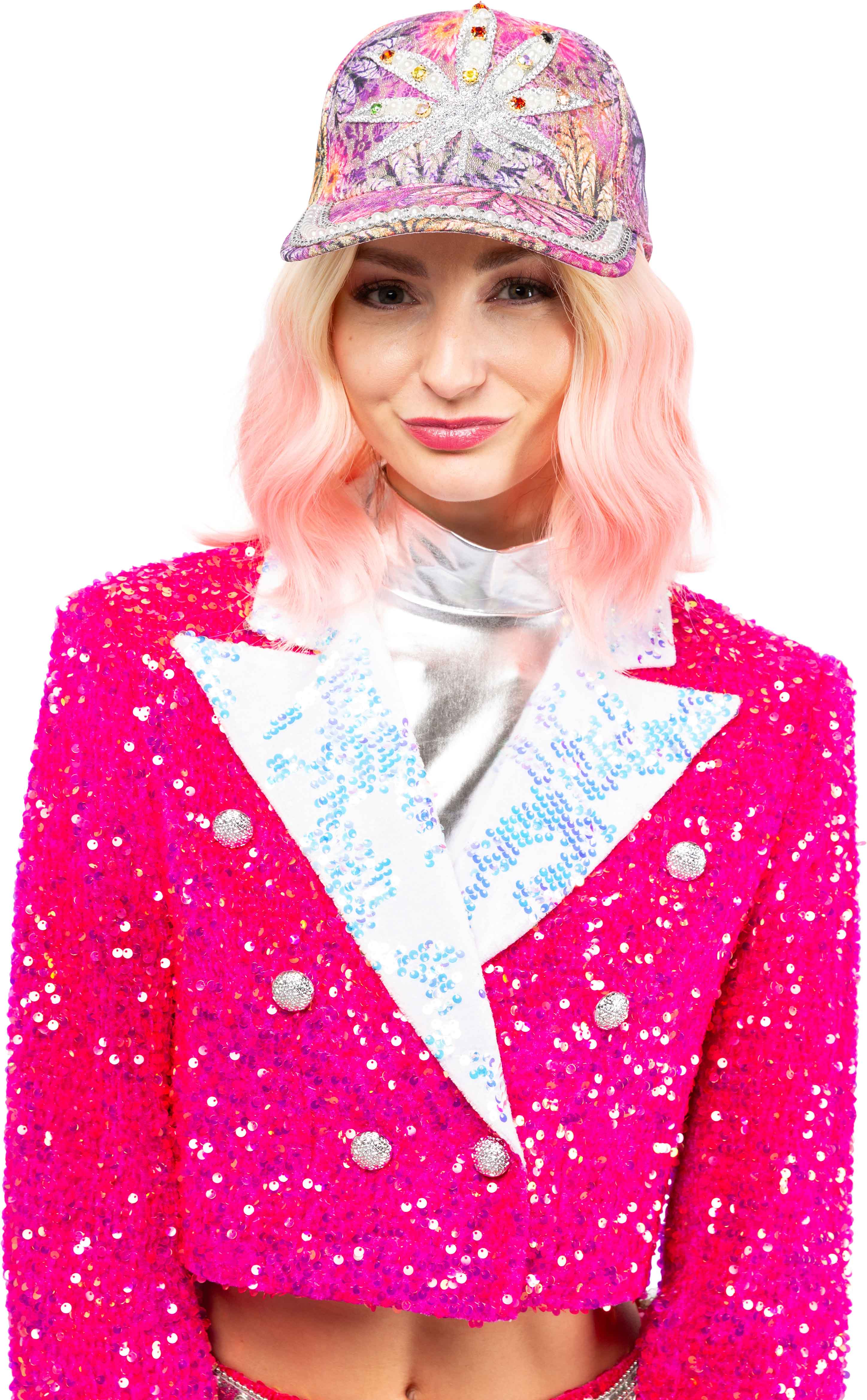 Rhinestone cap, pink, weed