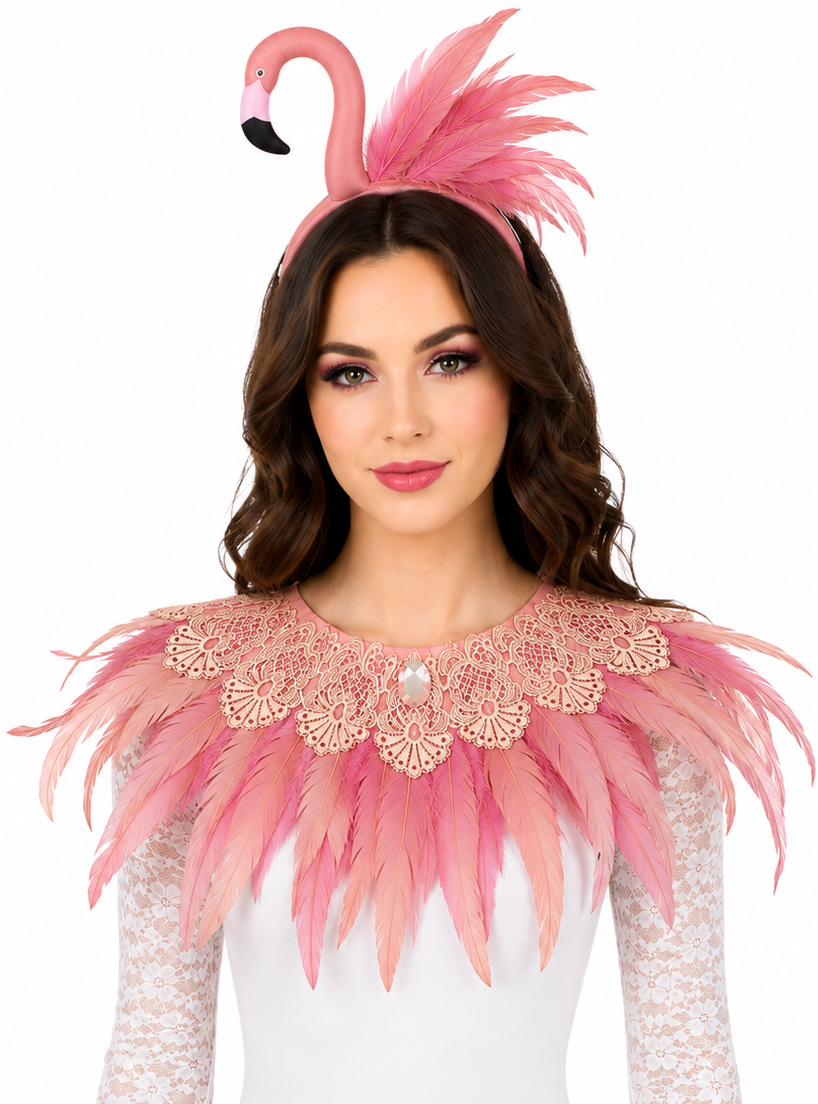 Col à plumes Flamingo, rose
