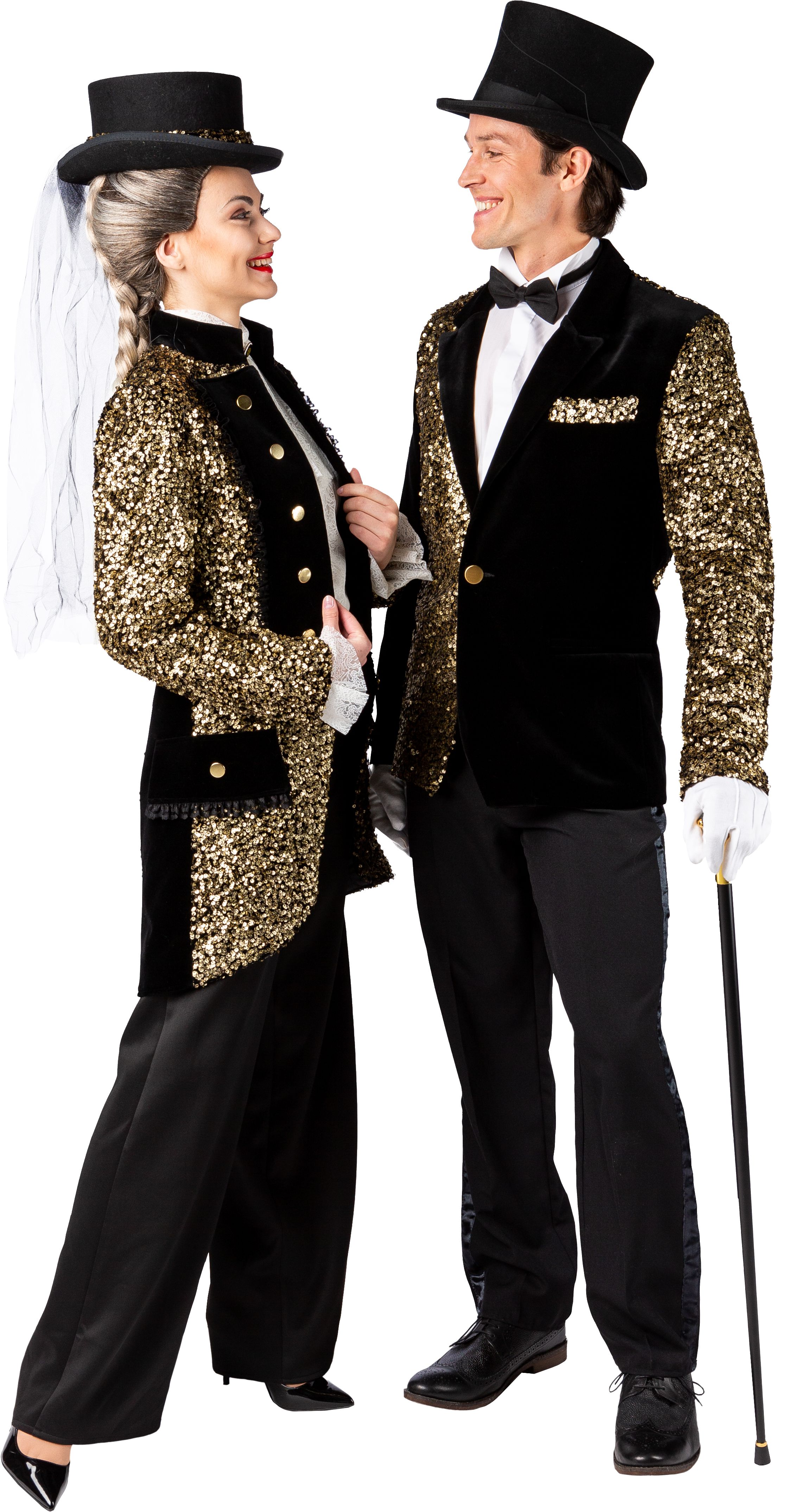 Paillettenjacke Samt, gold 50/52