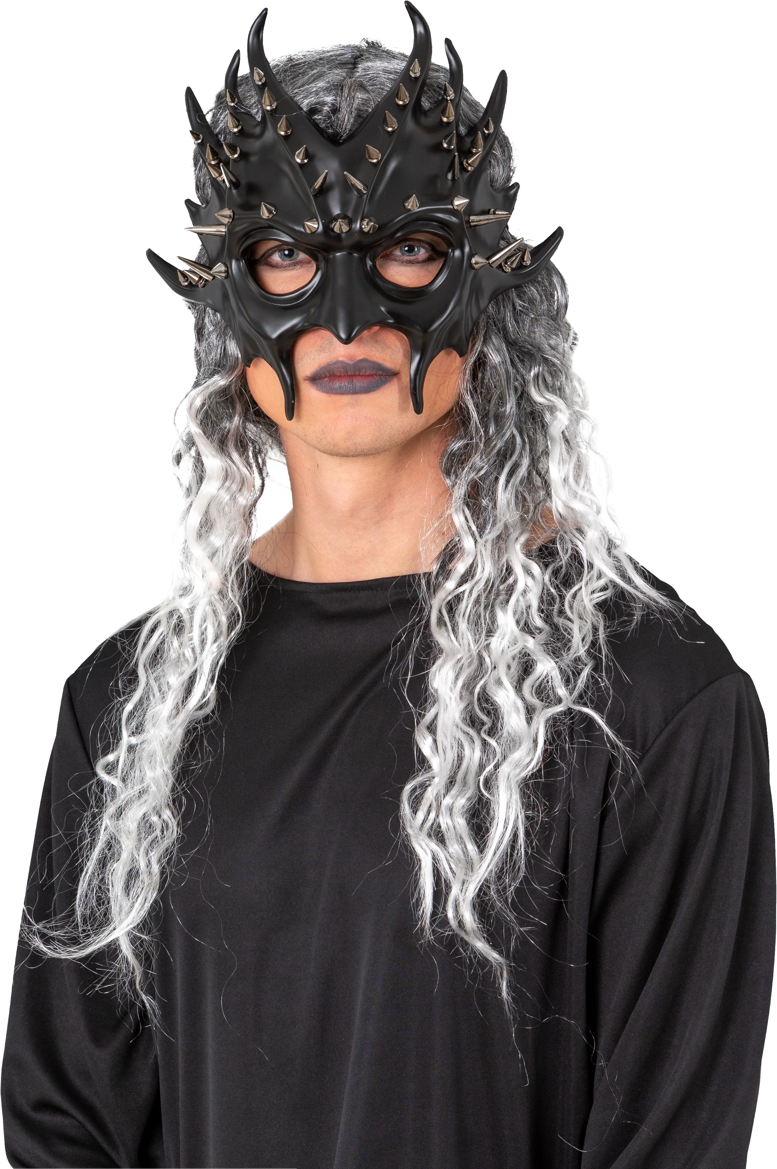 Demi-masque noir avec rivets