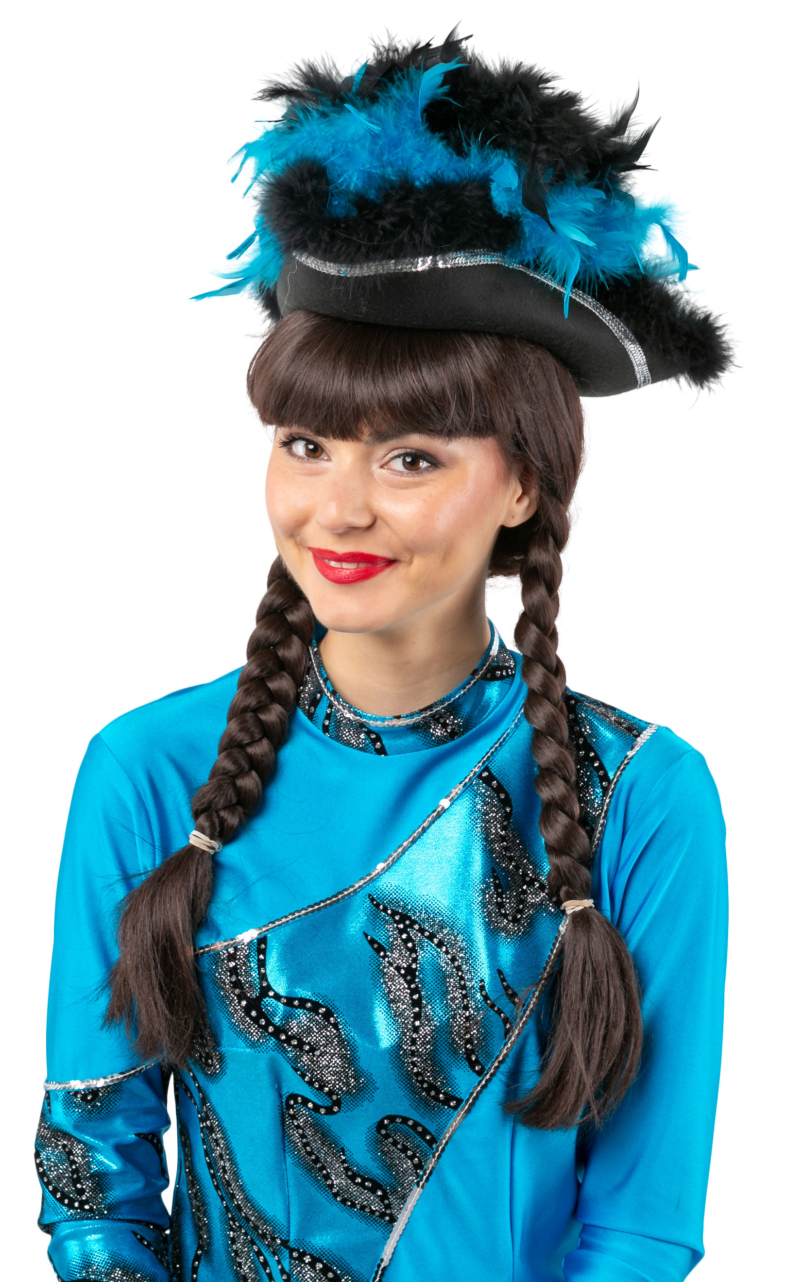 dancing costume hat, turquoise-black