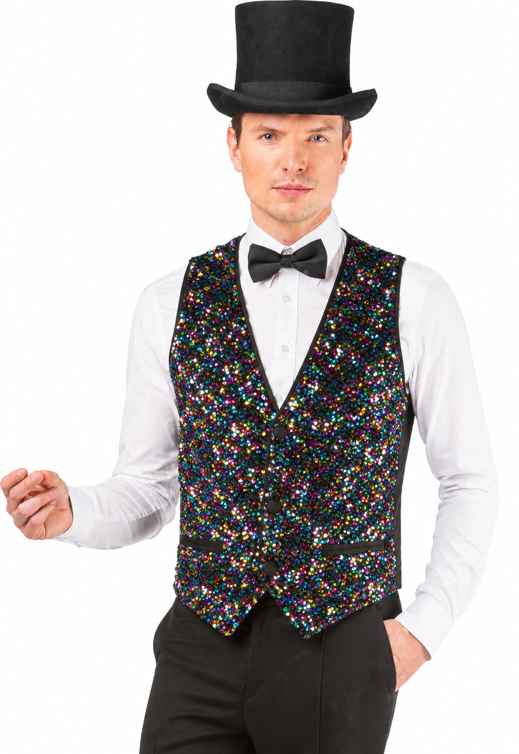Gilet à paillettes, multicolore
