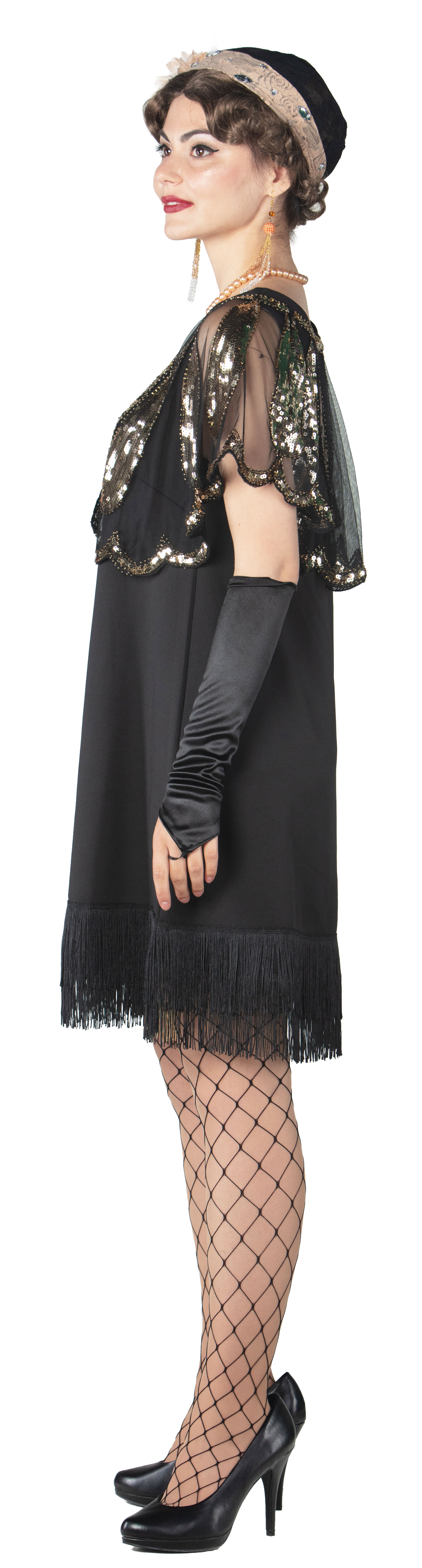 20er Jahre Kleid, schwarz mit Franse