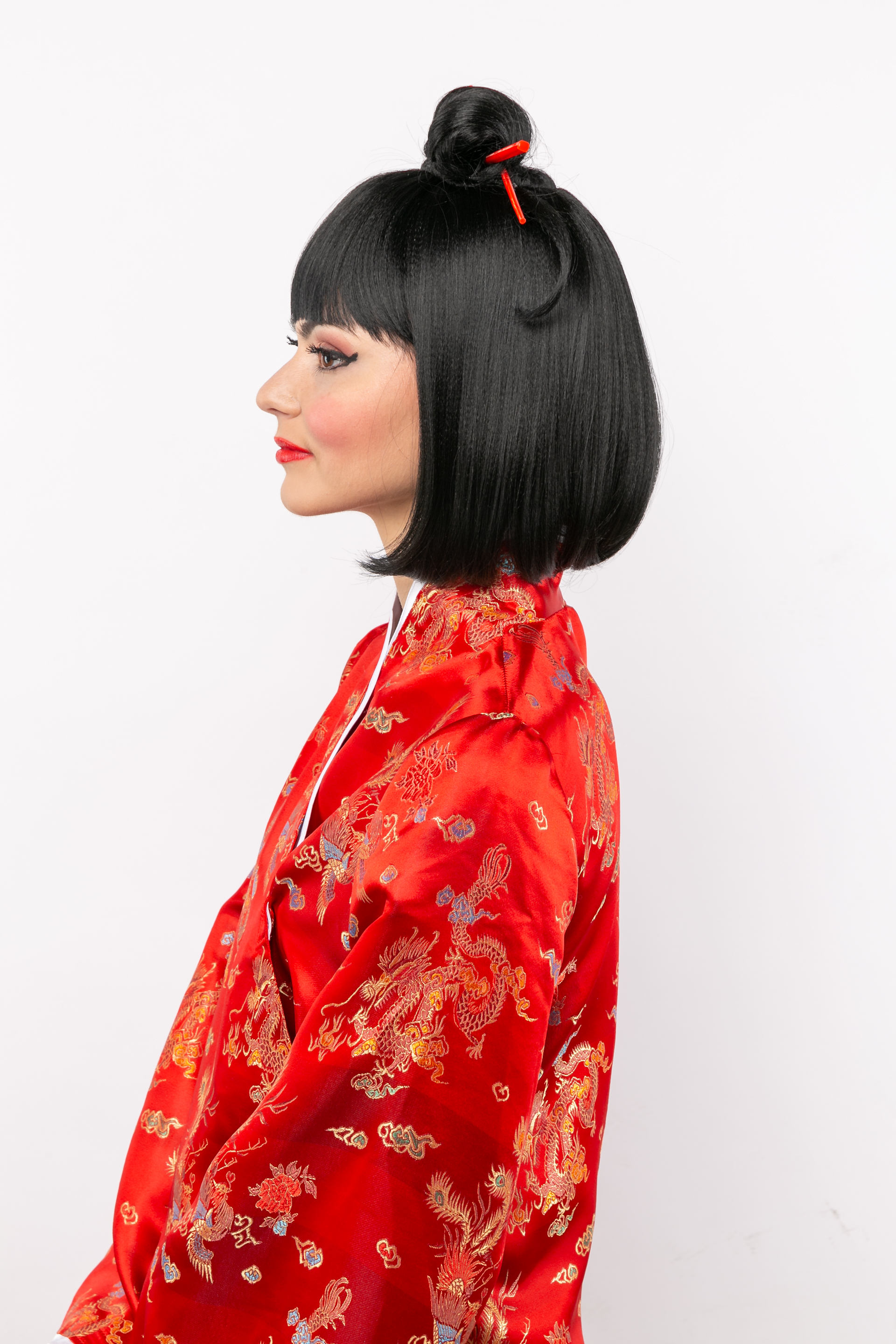 Perücke Geisha, schwarz