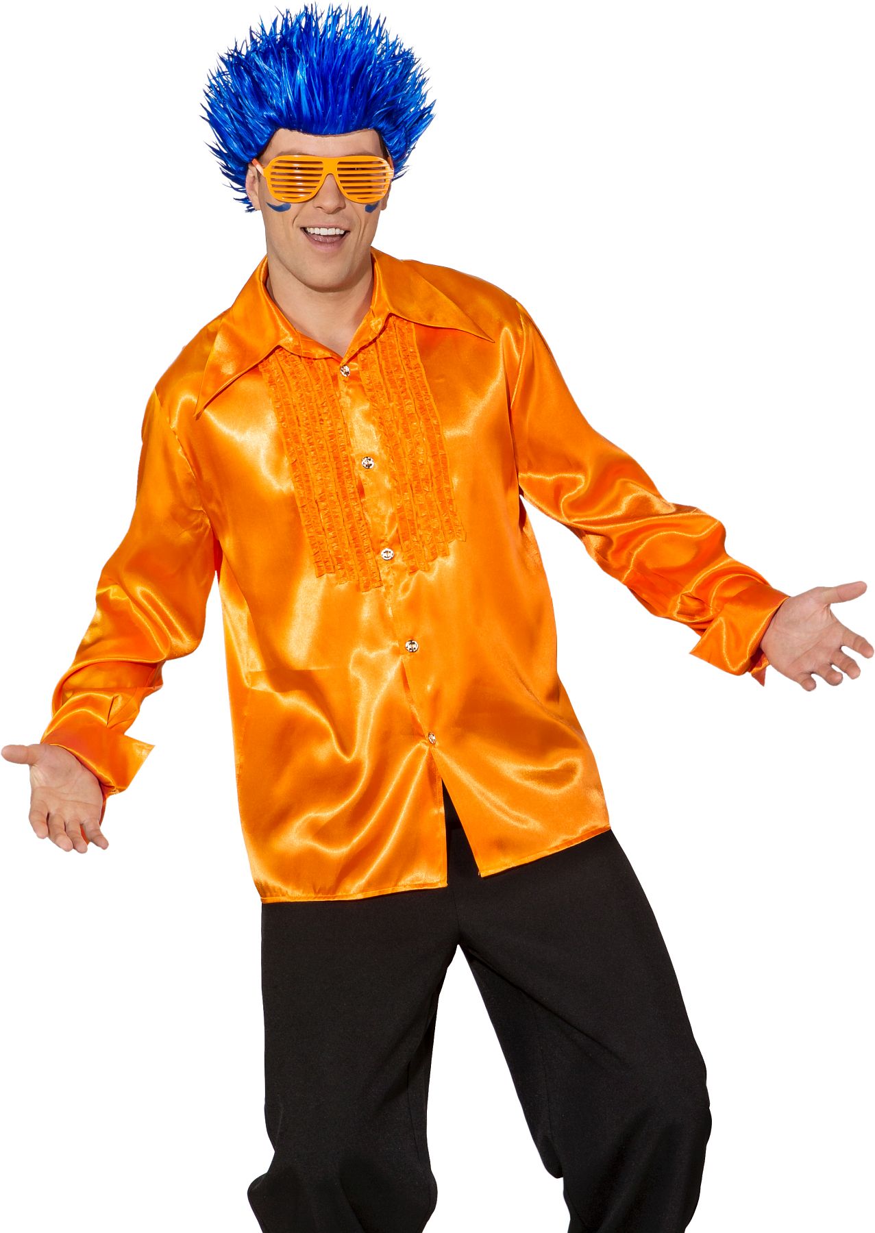 Frilled satin shirt, orange