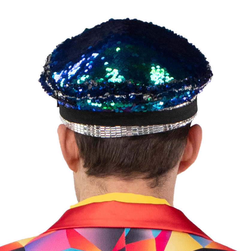 Peaked cap sequins, blue/green