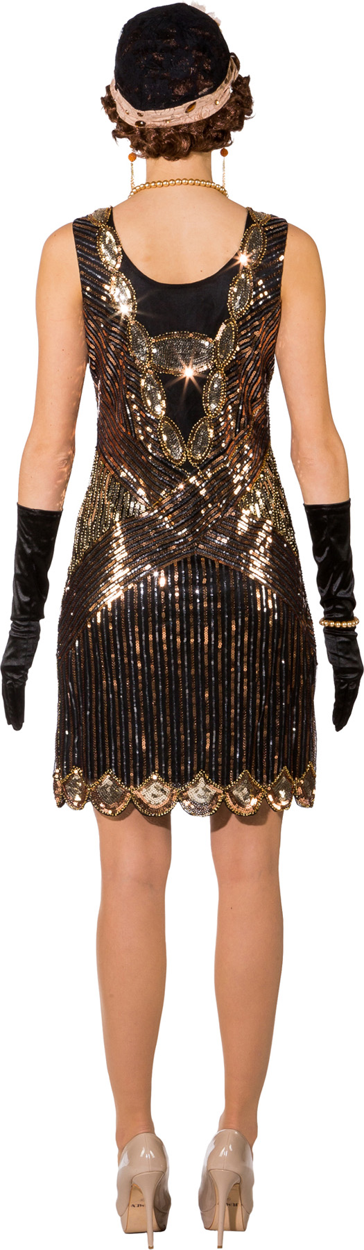 Kleid 20er schwarz-gold