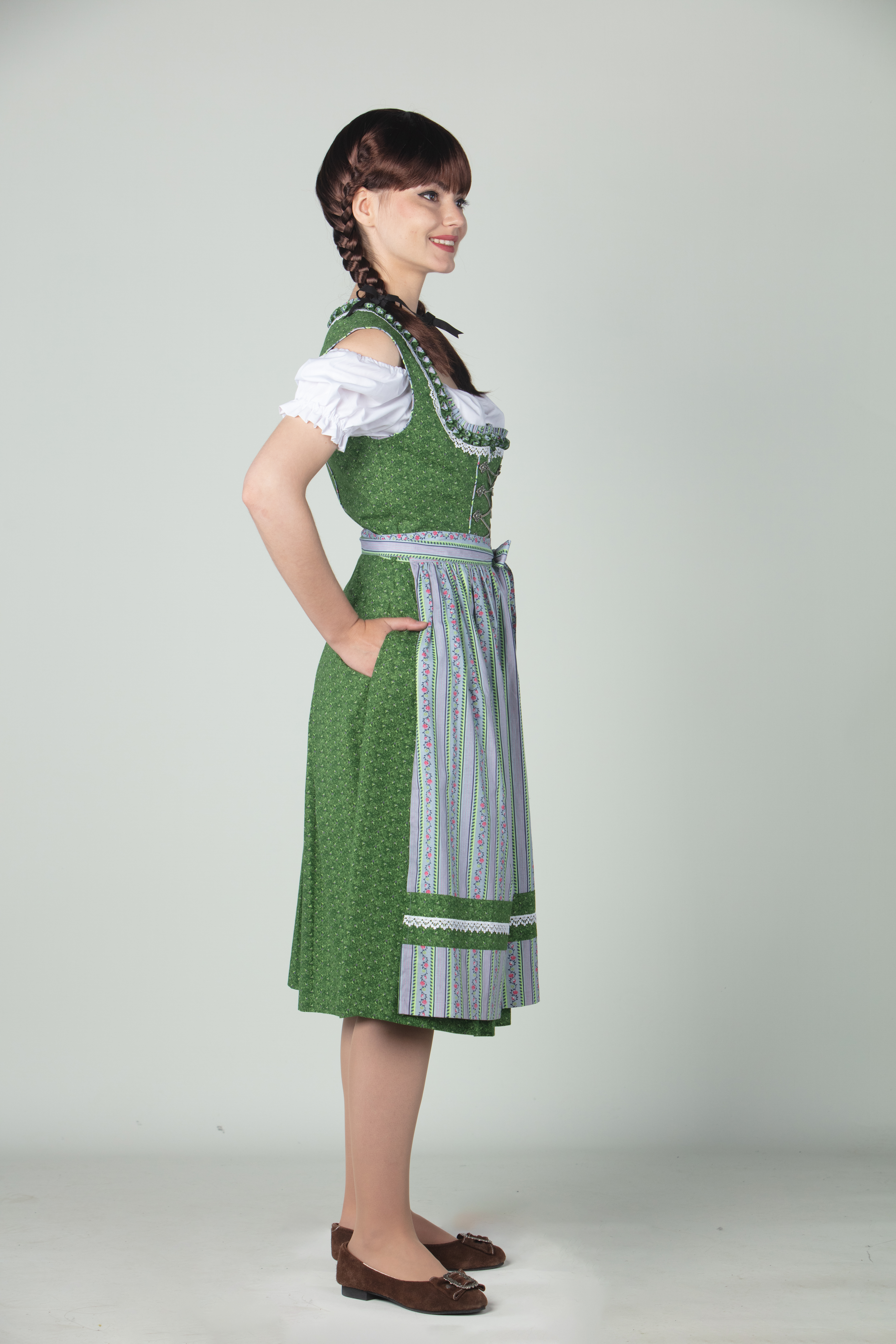 Dirndl "Lorelei" grün-grau 