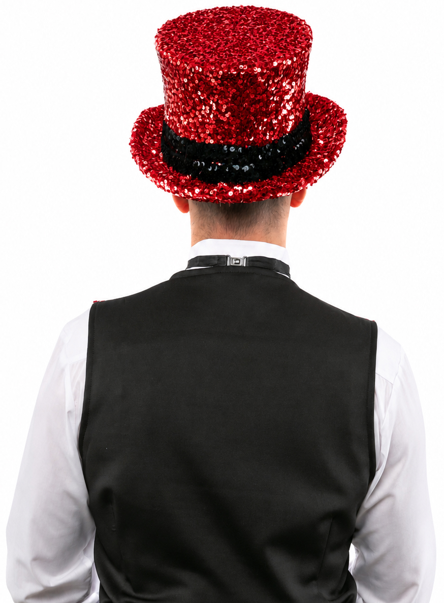 Glitter cylinder for men, red