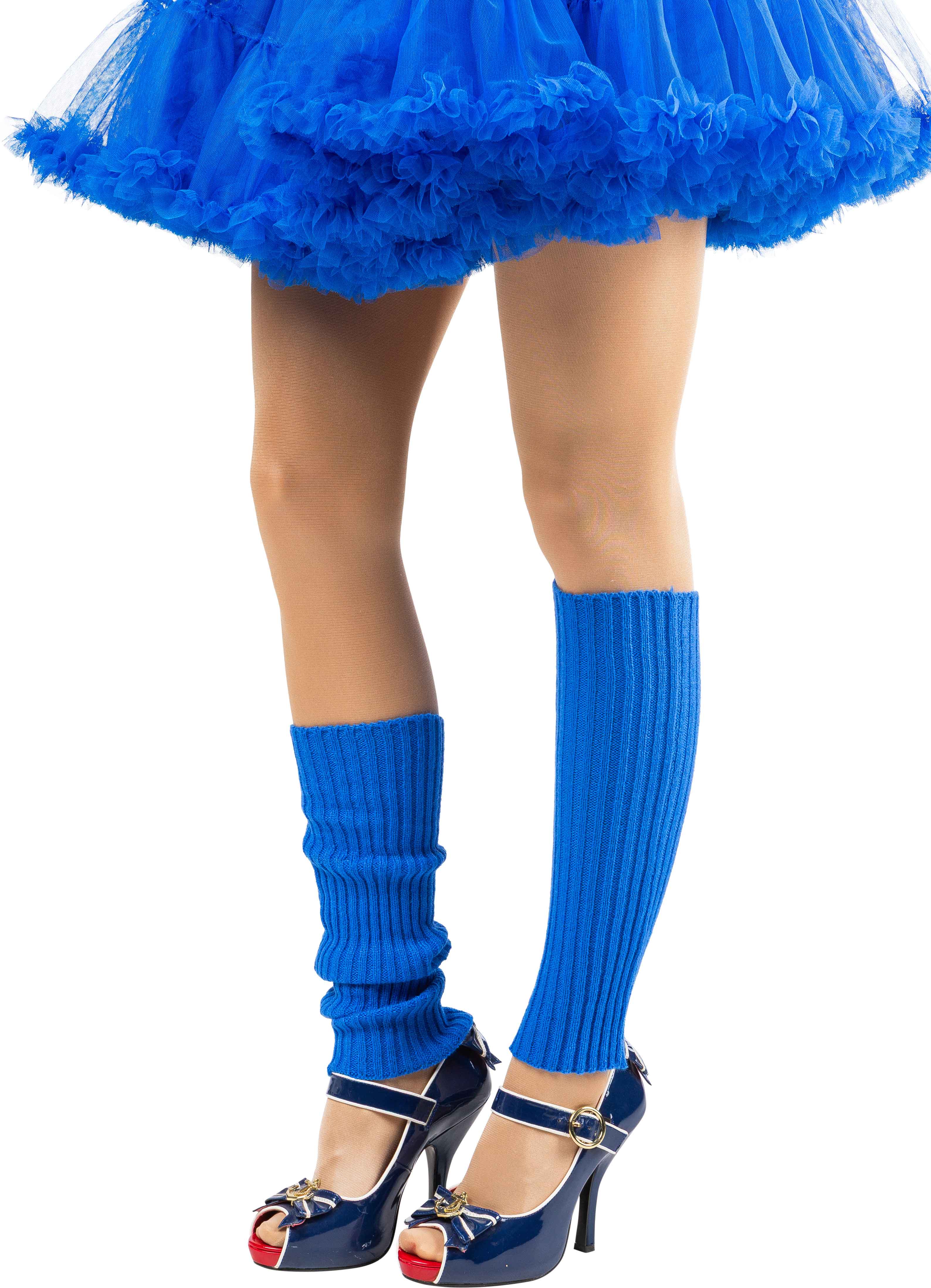 Leg warmers, knitted, 40cm, blue