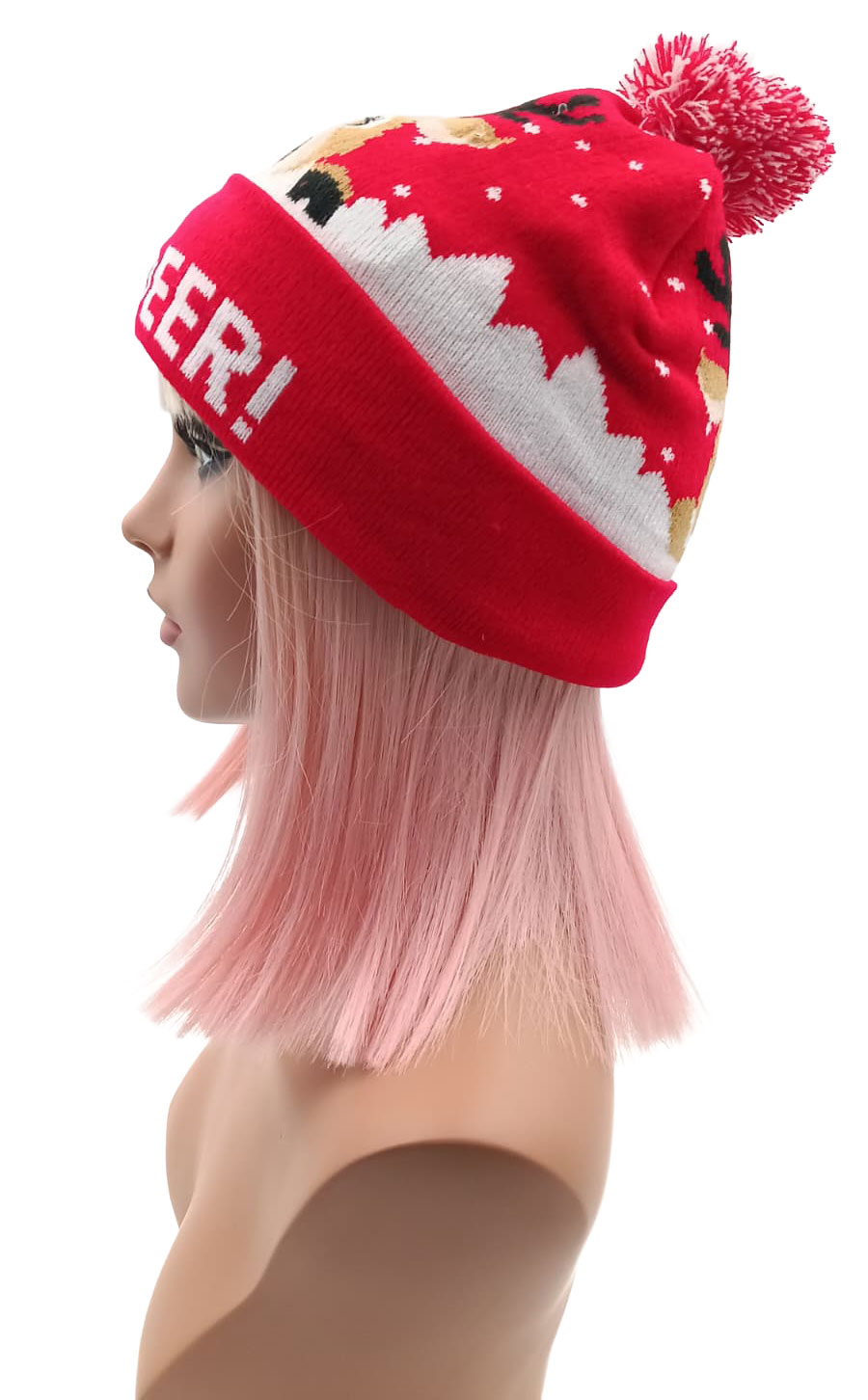 Bommelmütze  rot Oh Deer