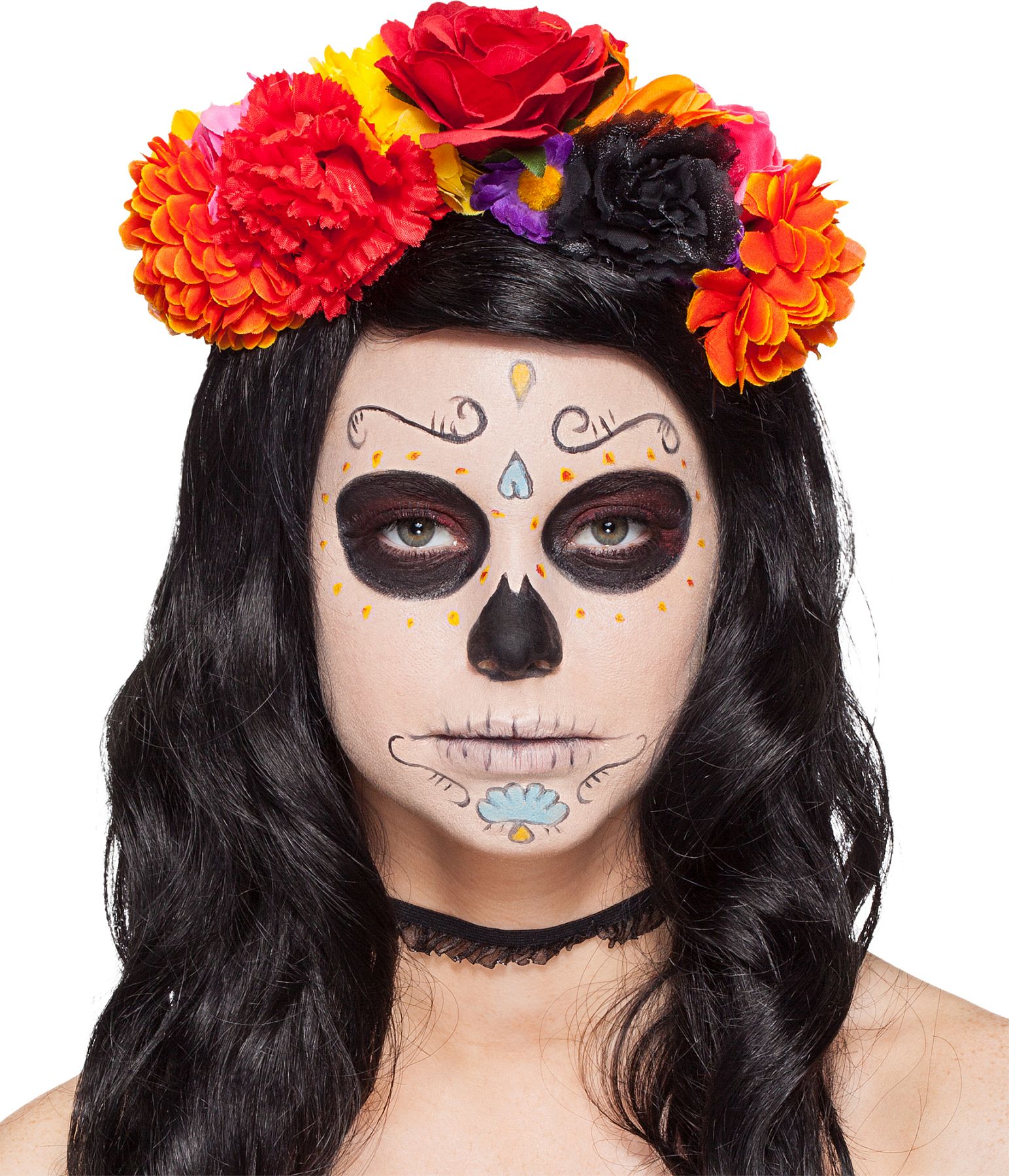 Headband with colored flowers