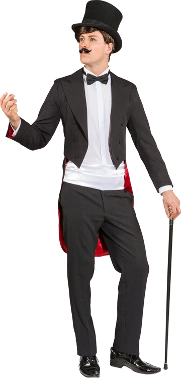 Men's tailcoat, black with red lining