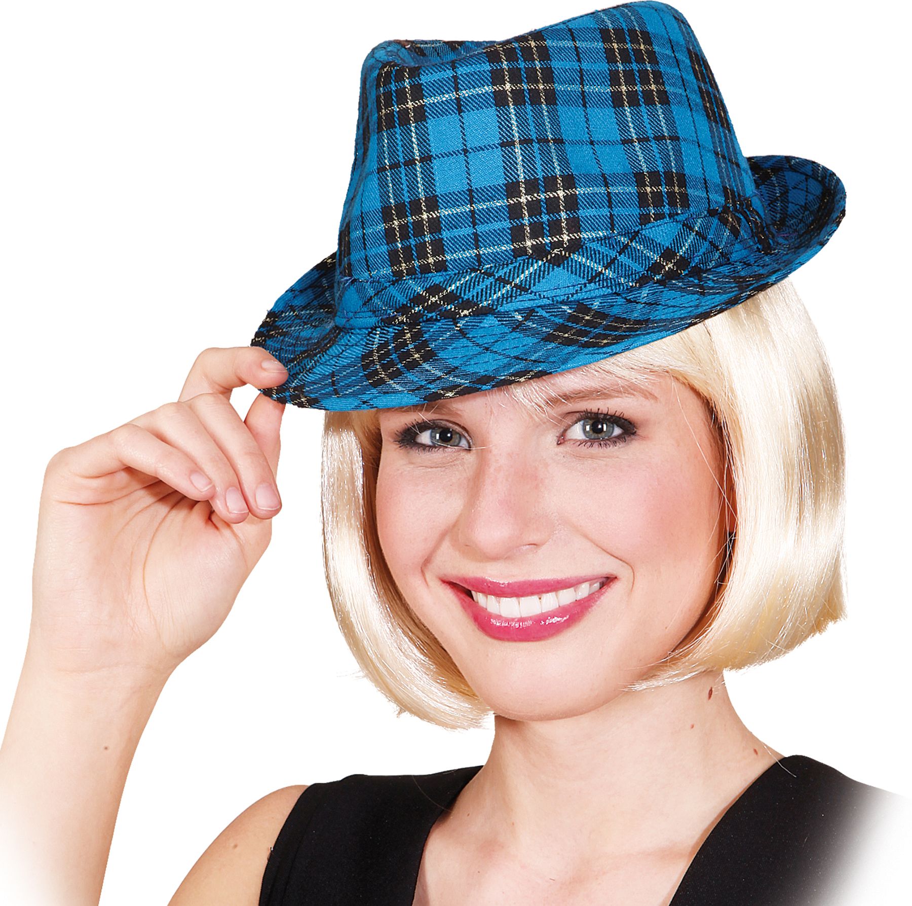 Tartan cap, turquoise