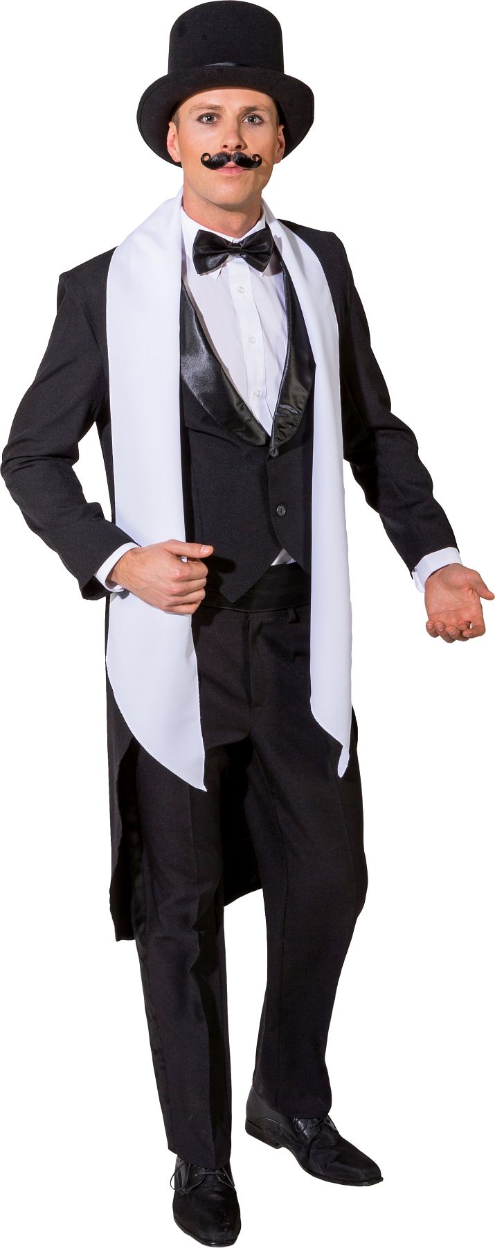 Gents tailcoat with satin shawl collar, black