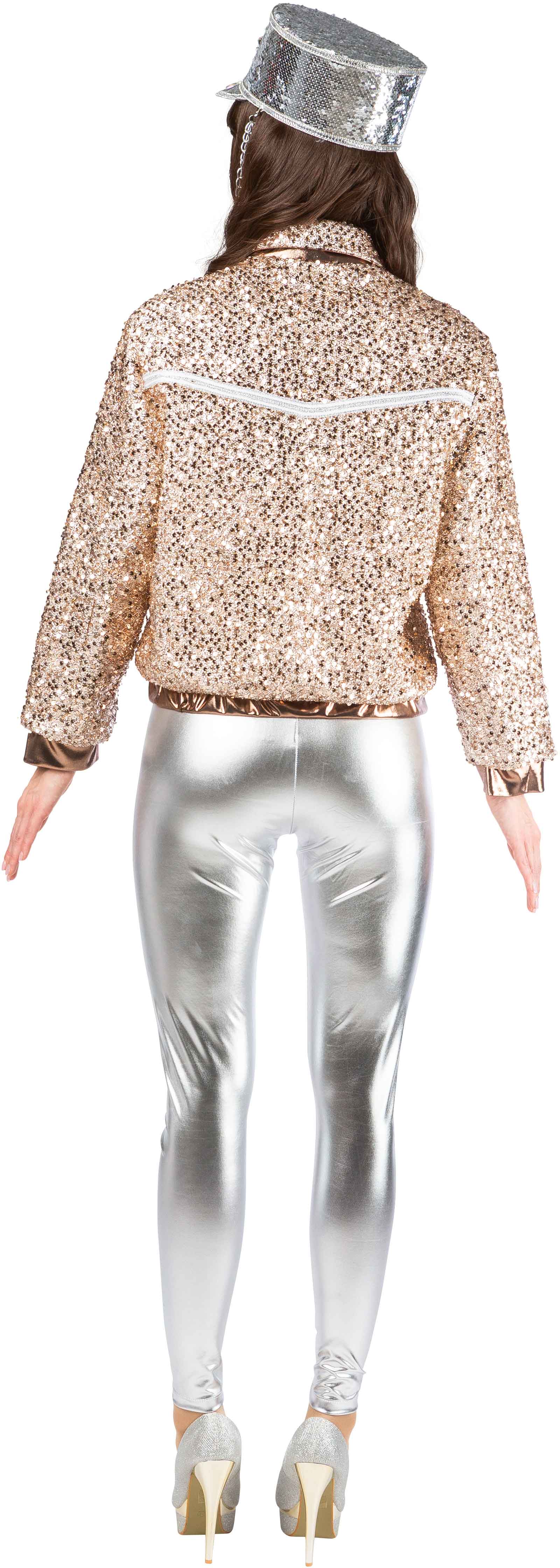 Blouson aviateur à paillettes, champagne