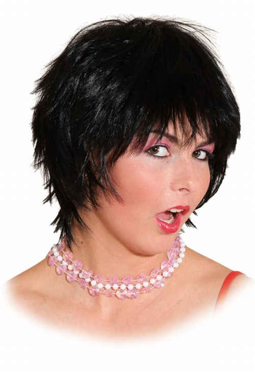 Short hair wig unisex, black