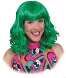 Wig curly, dark green