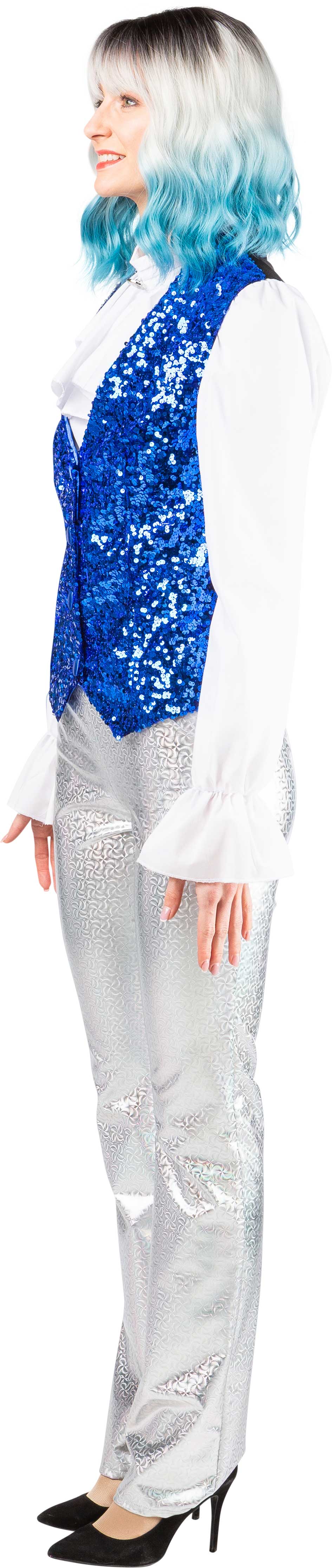 Gilet à paillettes pour femme, bleu