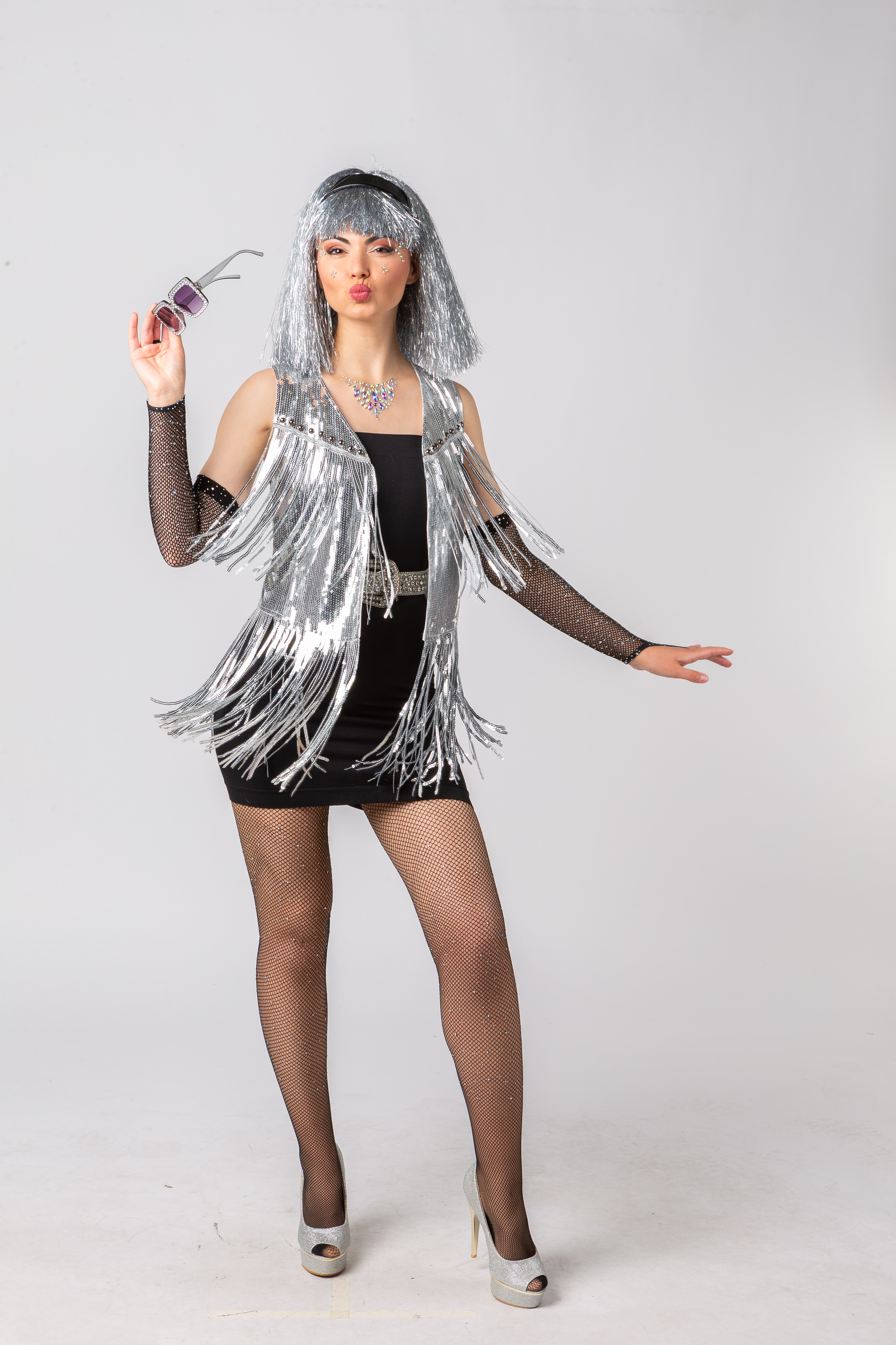 Paillettenweste, silber 