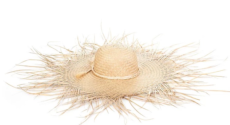 Chapeau en paille à longues franges    