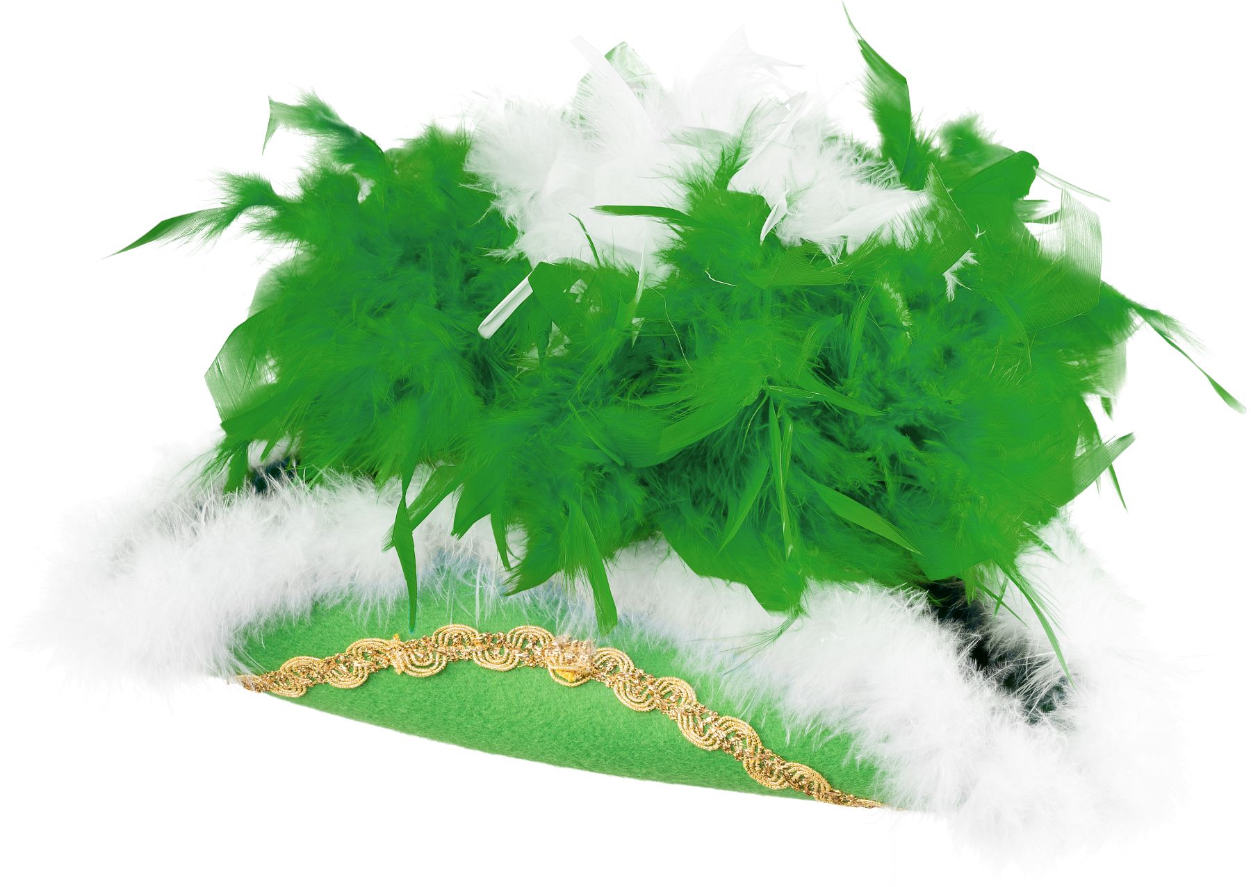 Sparkl hat green with golden trim and Boa