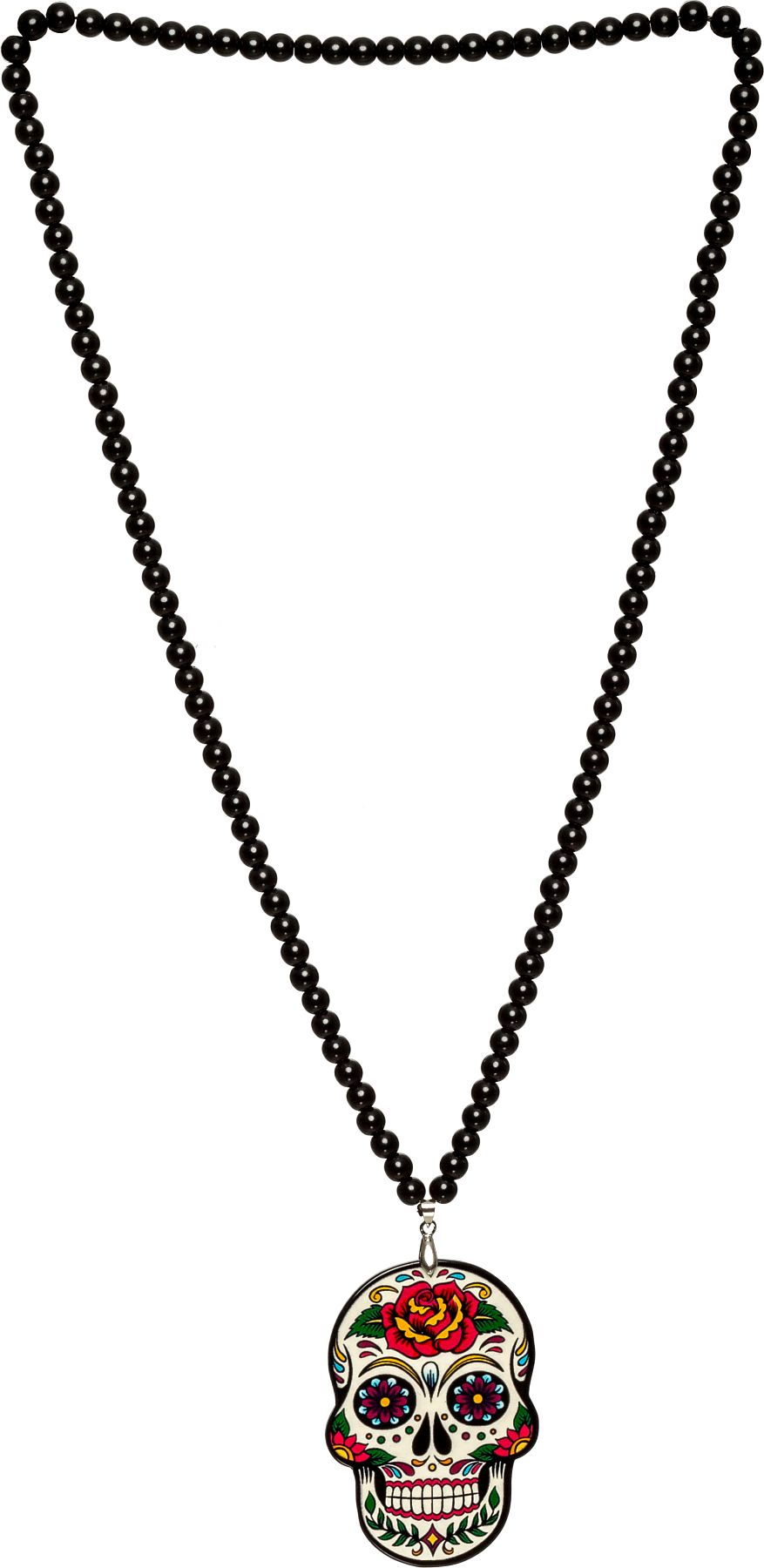 Collier de perles avec pendentif en forme de crâne