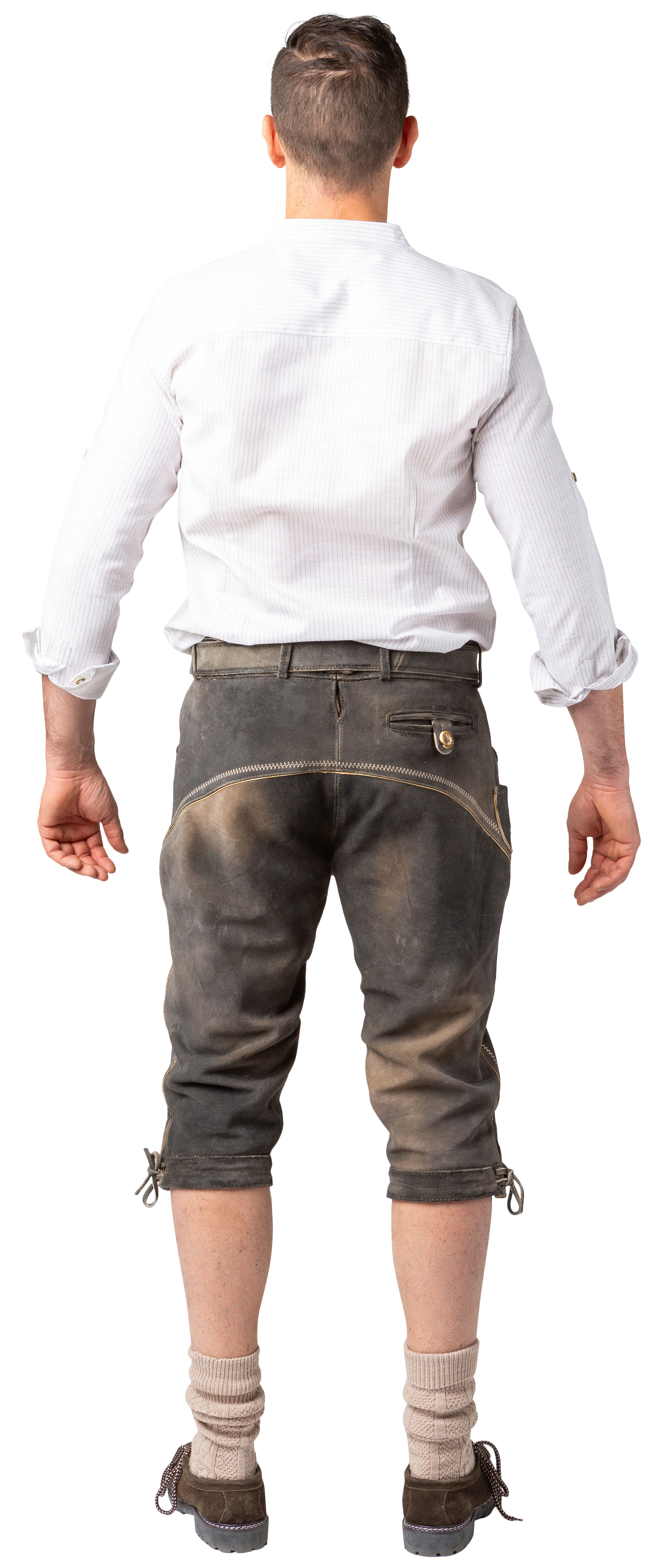 Kniebundlederhose Rindsleder, steingrau 