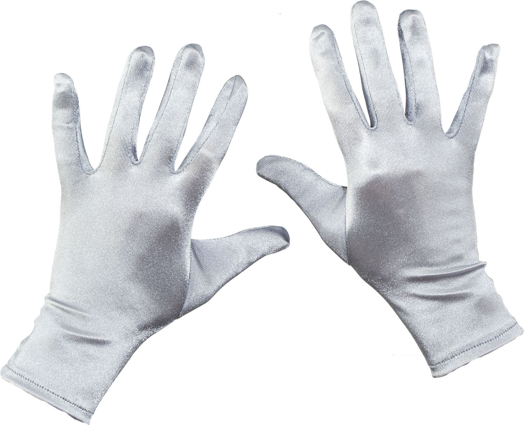 Satin-Handschuhe kurz, silber 