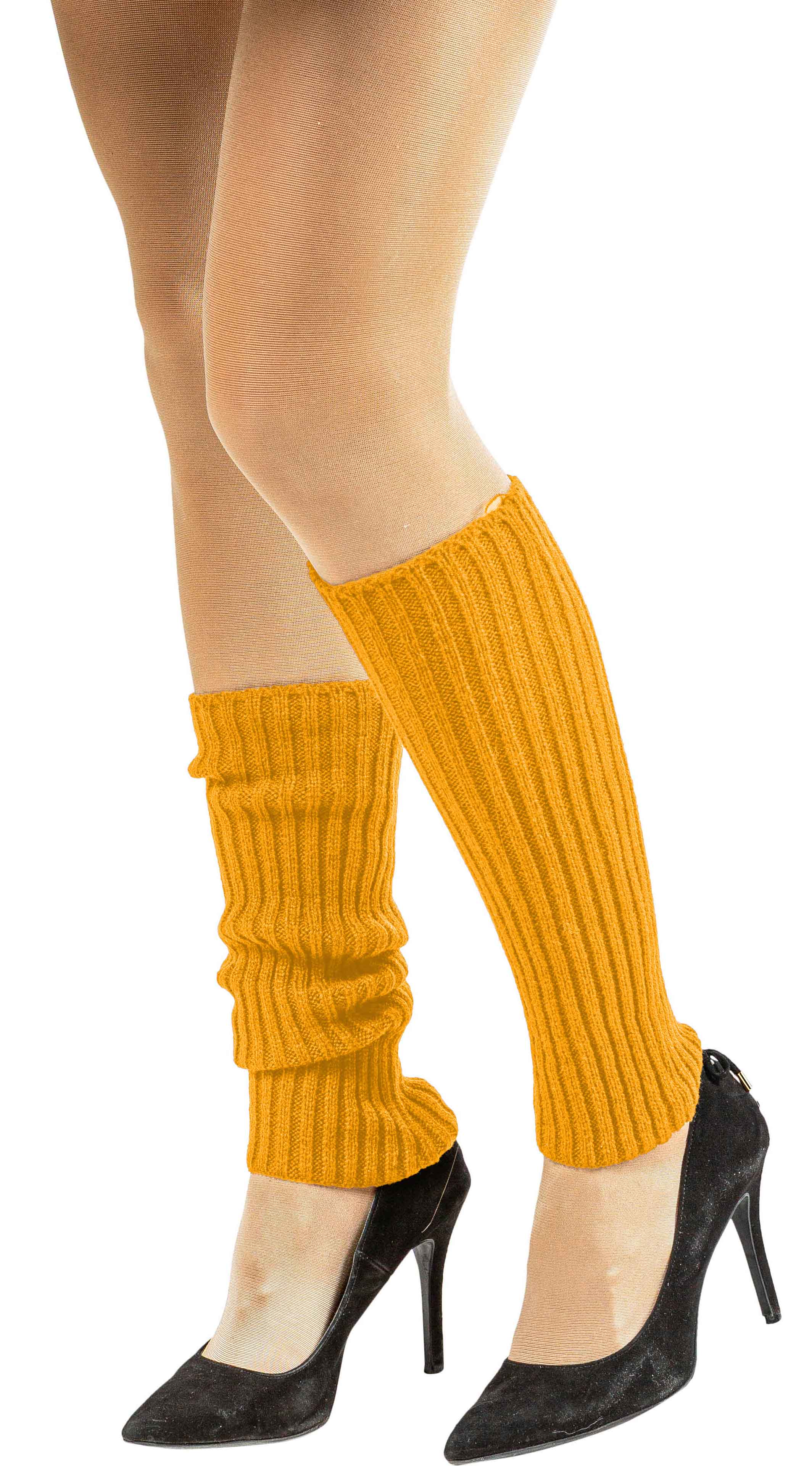 Leg warmers, knitted, 40cm, orange