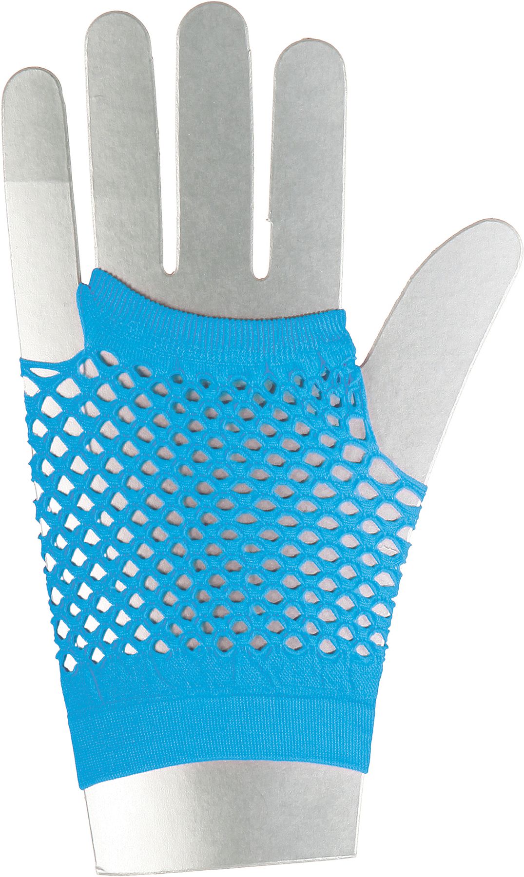 Mesh short gloves fingerless, turquoise