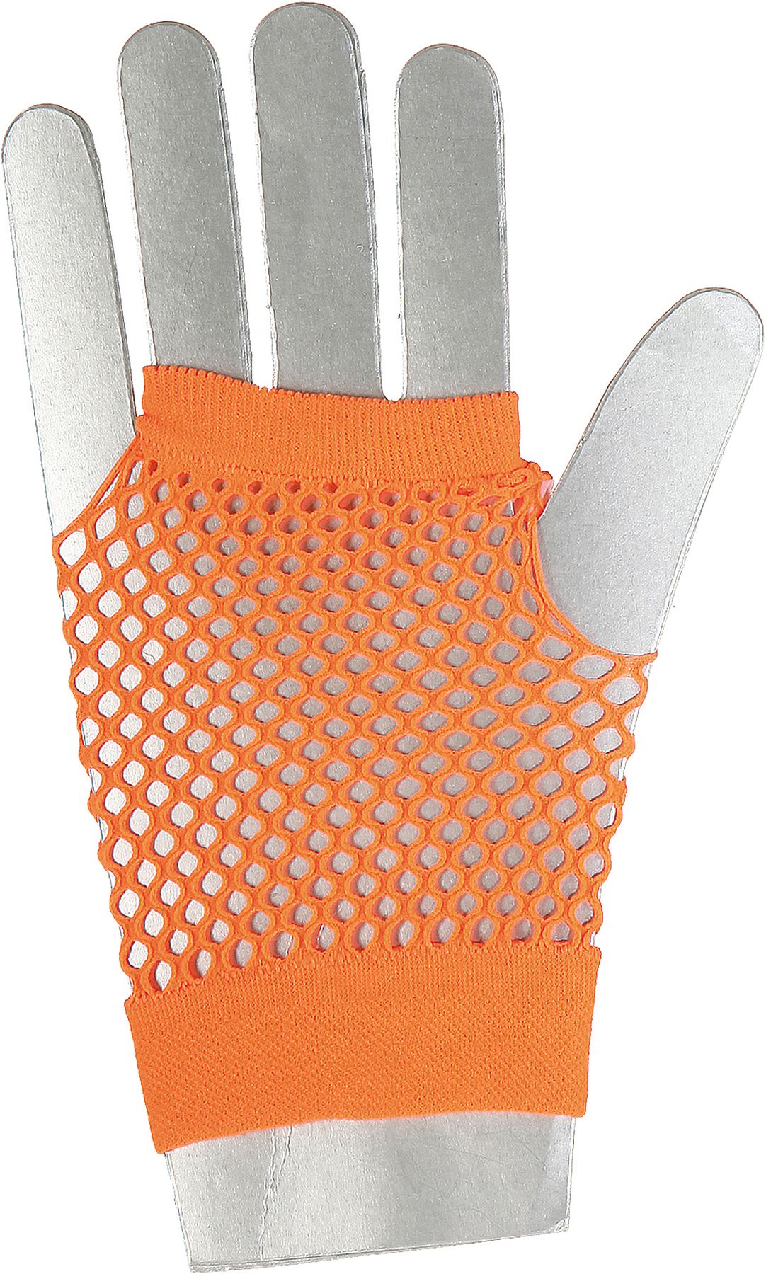 Mesh short gloves fingerless, neon-orange