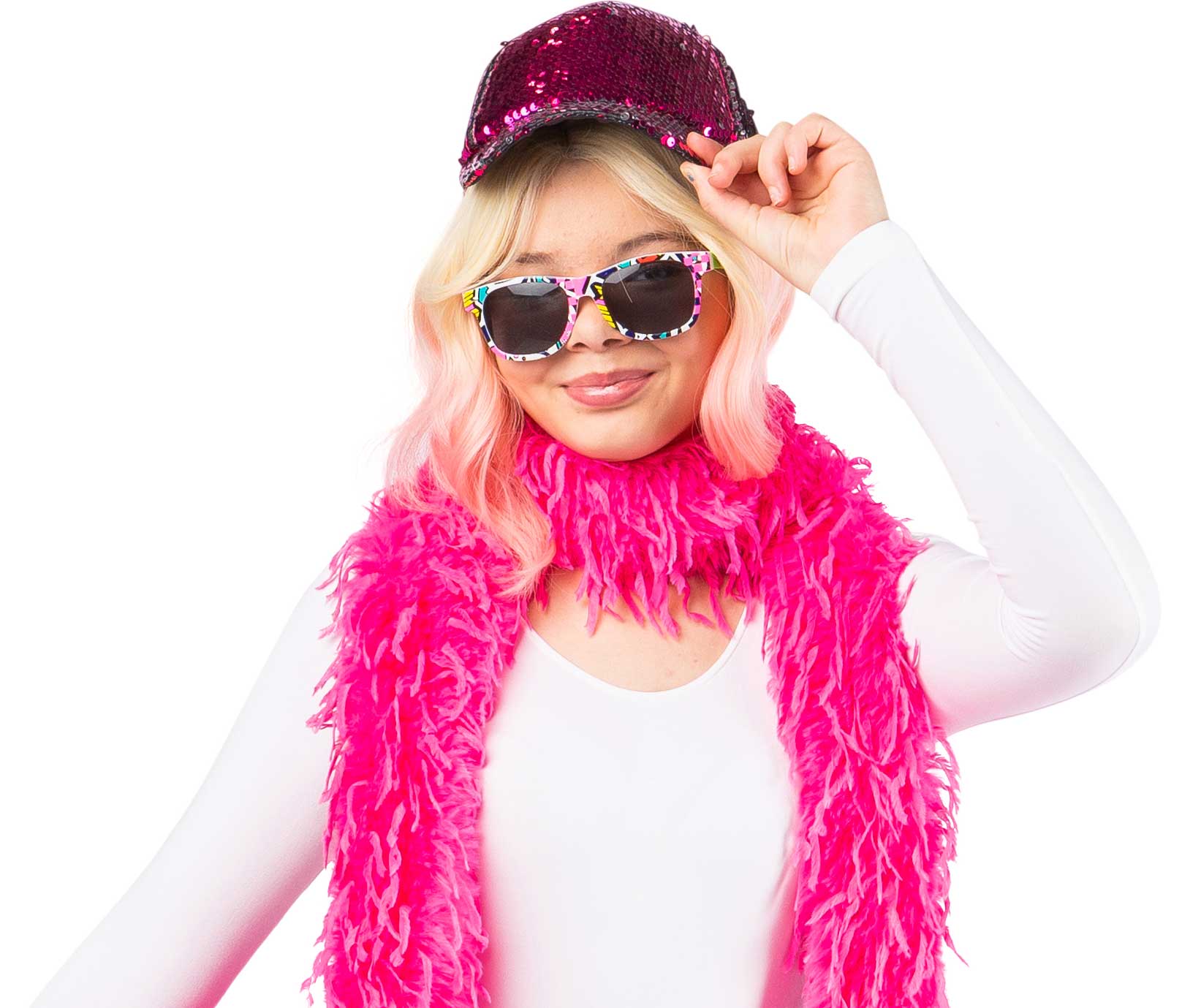 Reversible sequinned baseball cap, pink-silver