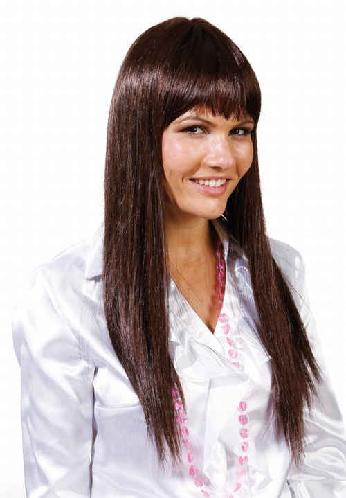 Longhair ponytail wig plain, brown 