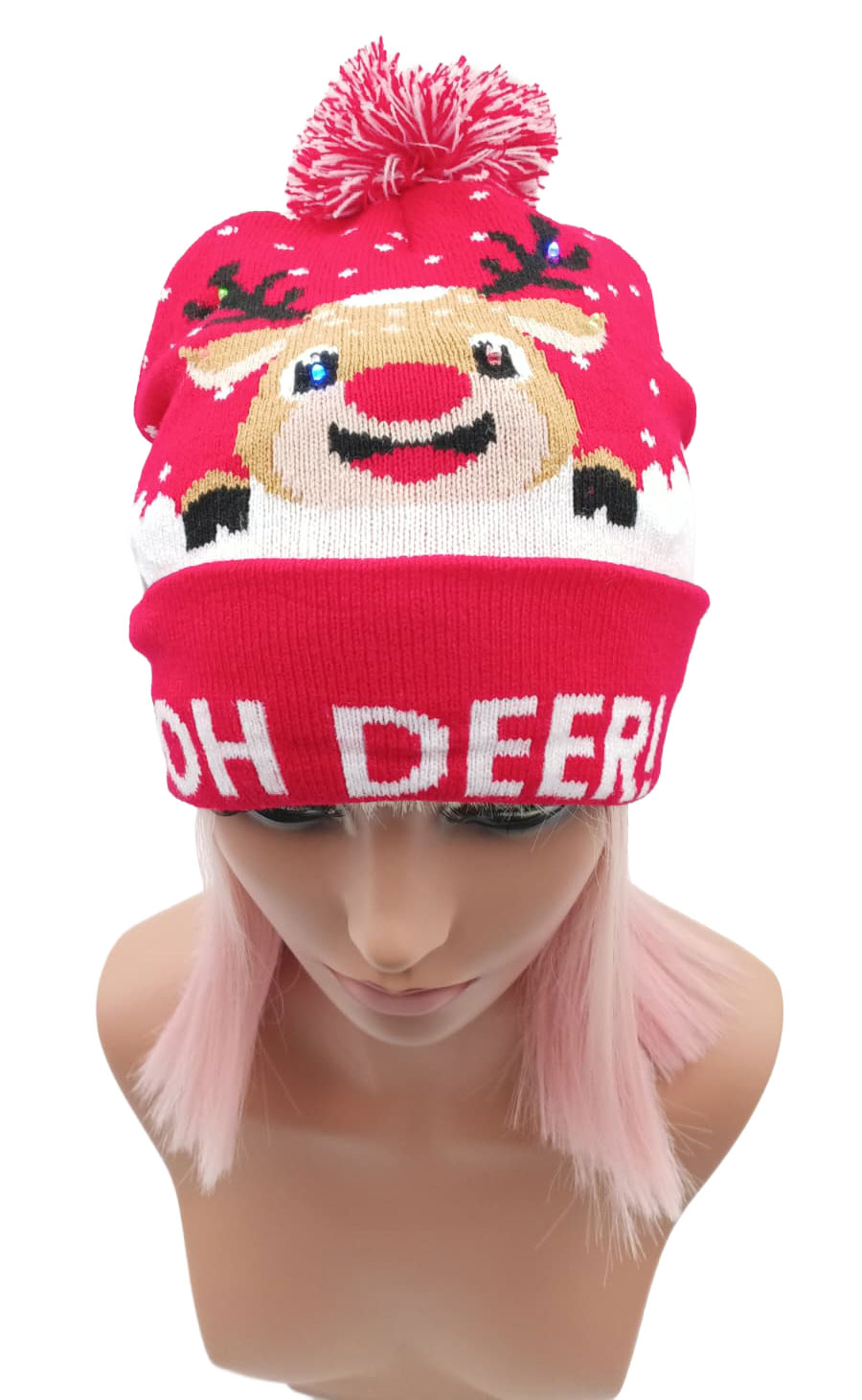 Bommelmütze  rot Oh Deer