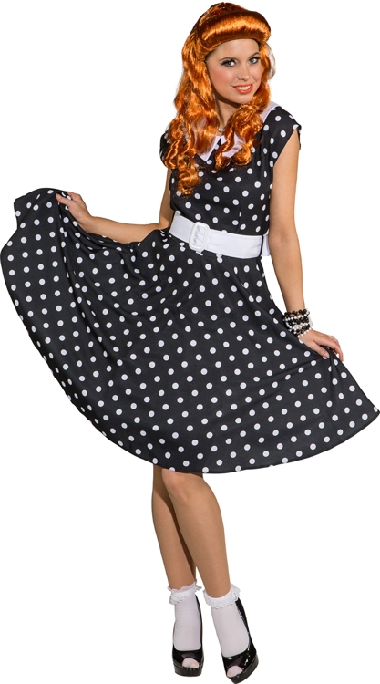 Rock'n roll dress black, white dotted