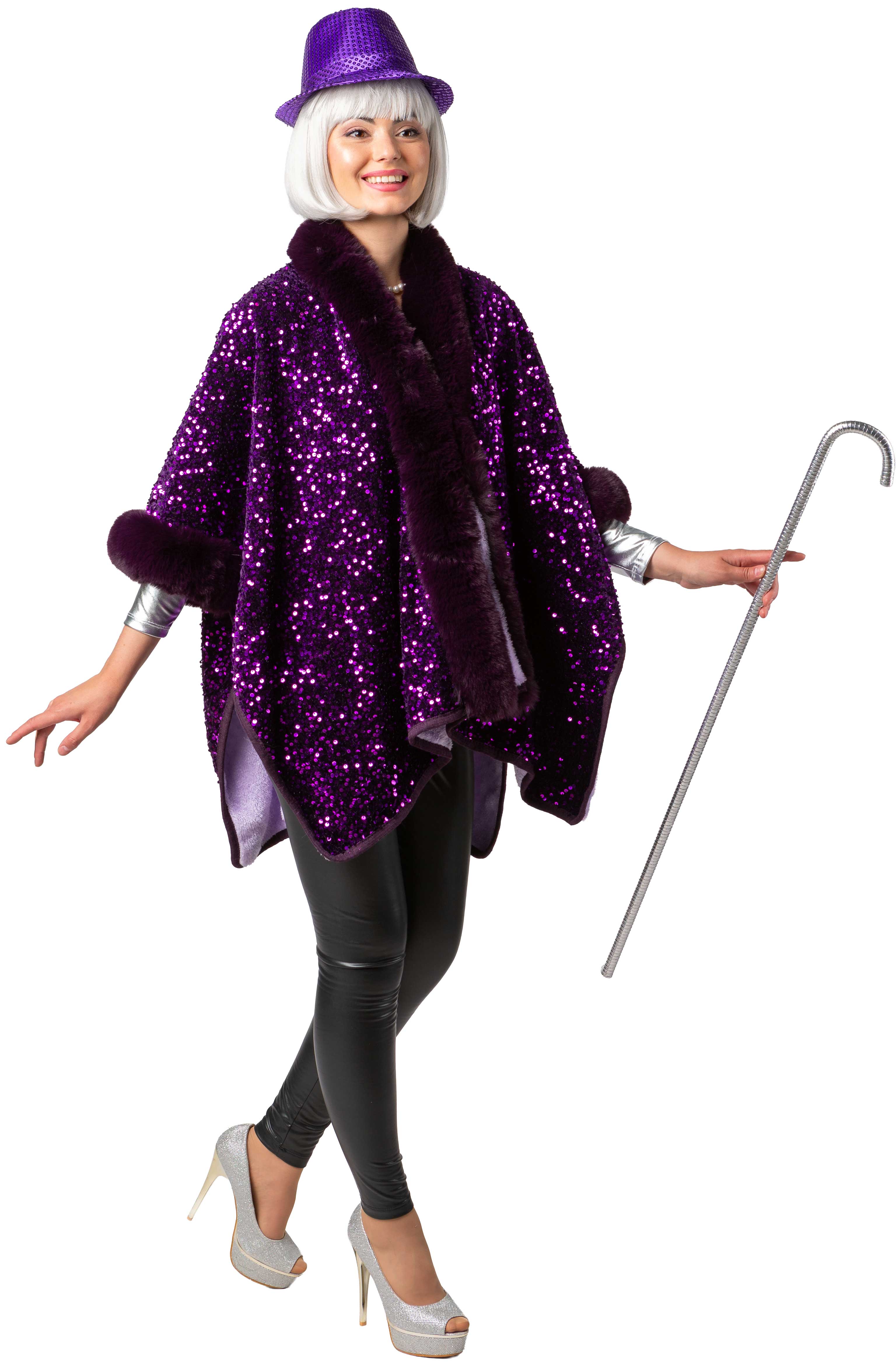 Poncho à paillettes, violet
