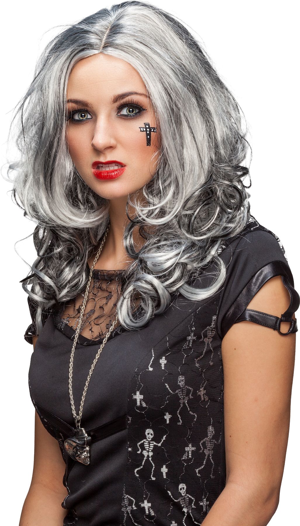 Ladies wig, grey-black mottled