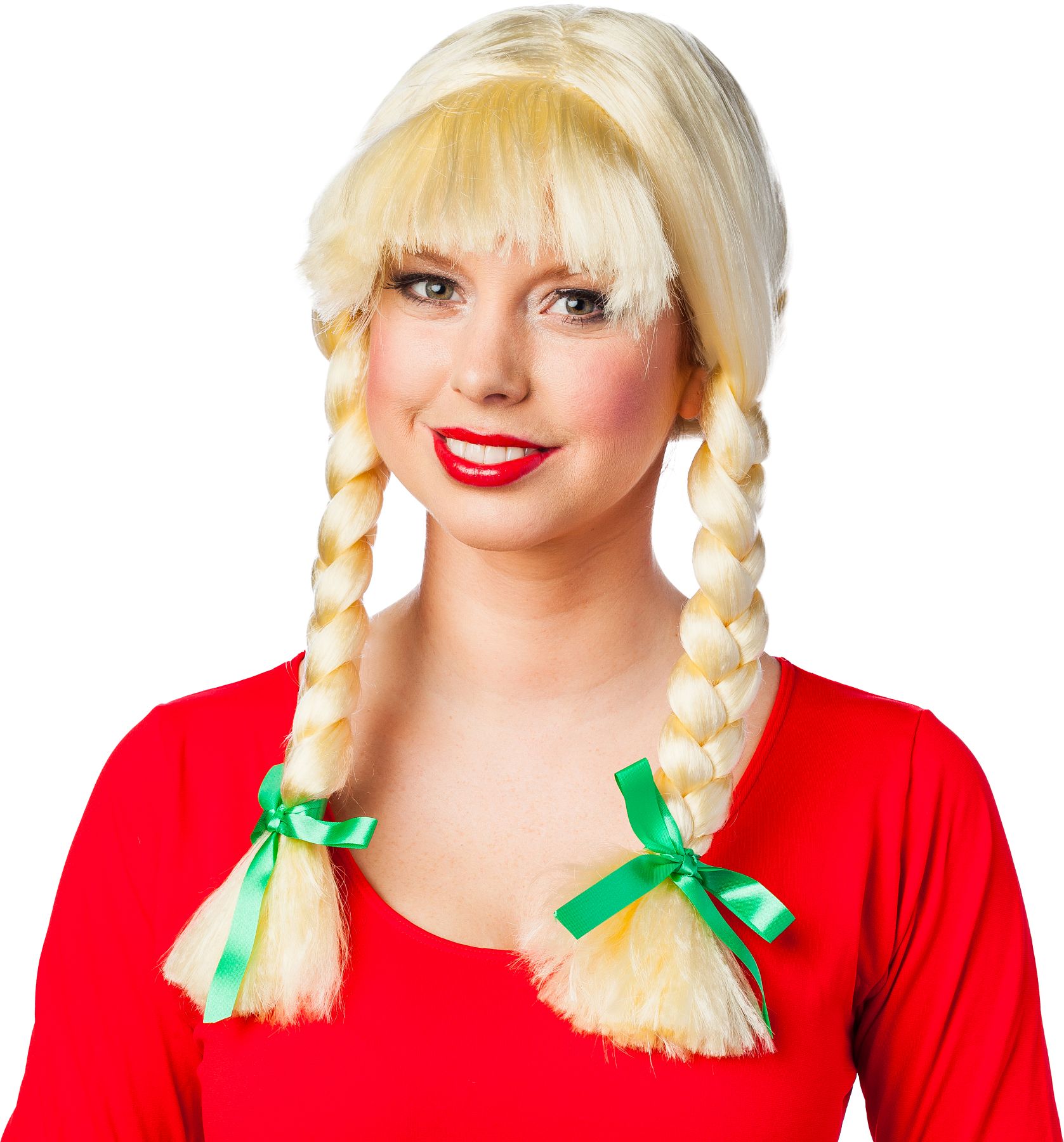 Pigtail wig with pony, blonde