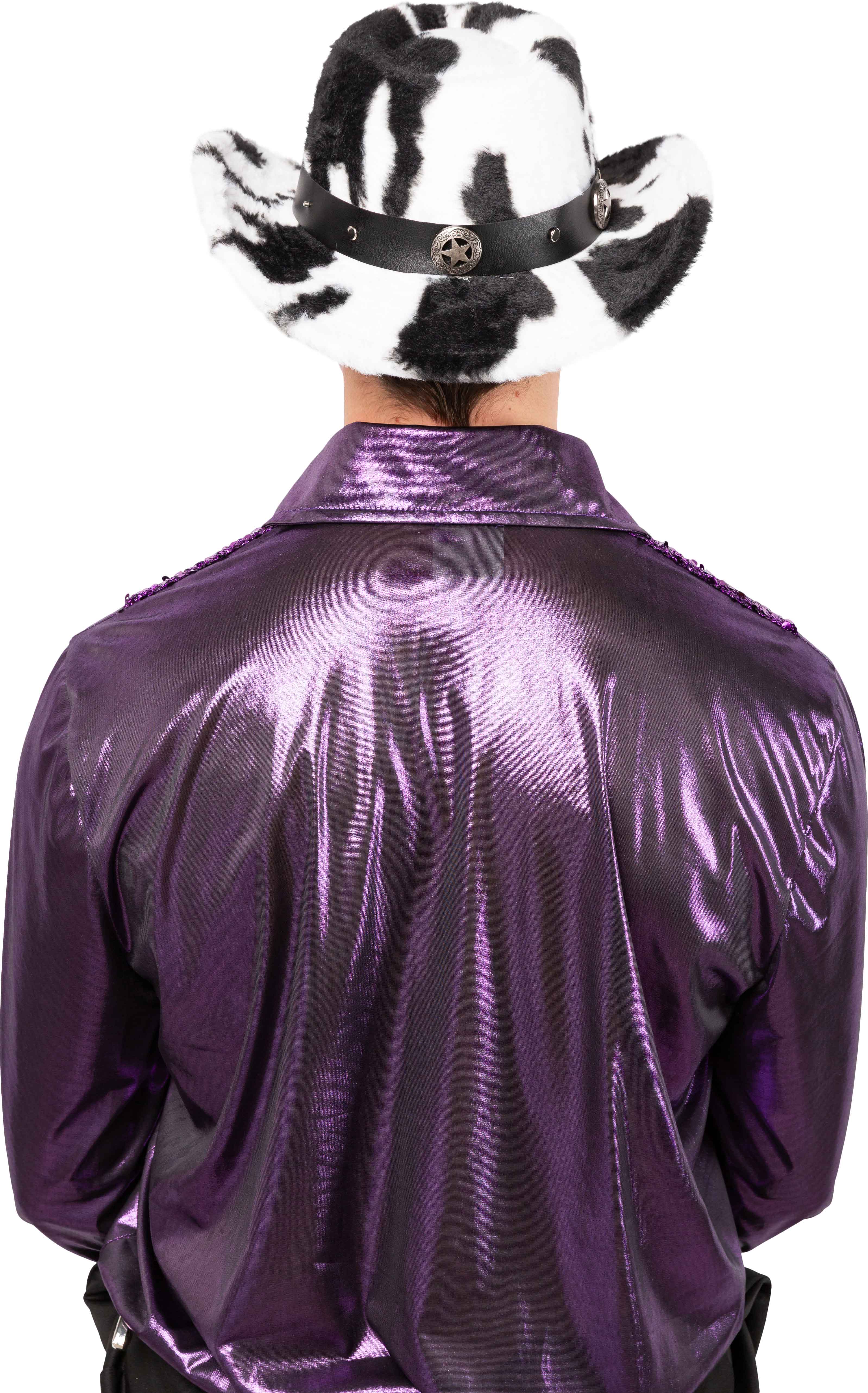 Cowboyhut Plüsch Kuh, schwarz-weiß