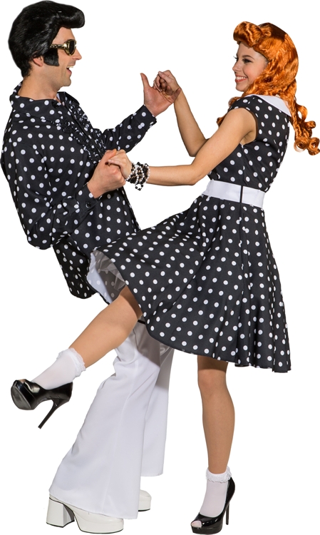 Rüschenhemd schwarz, weiß gepunktet