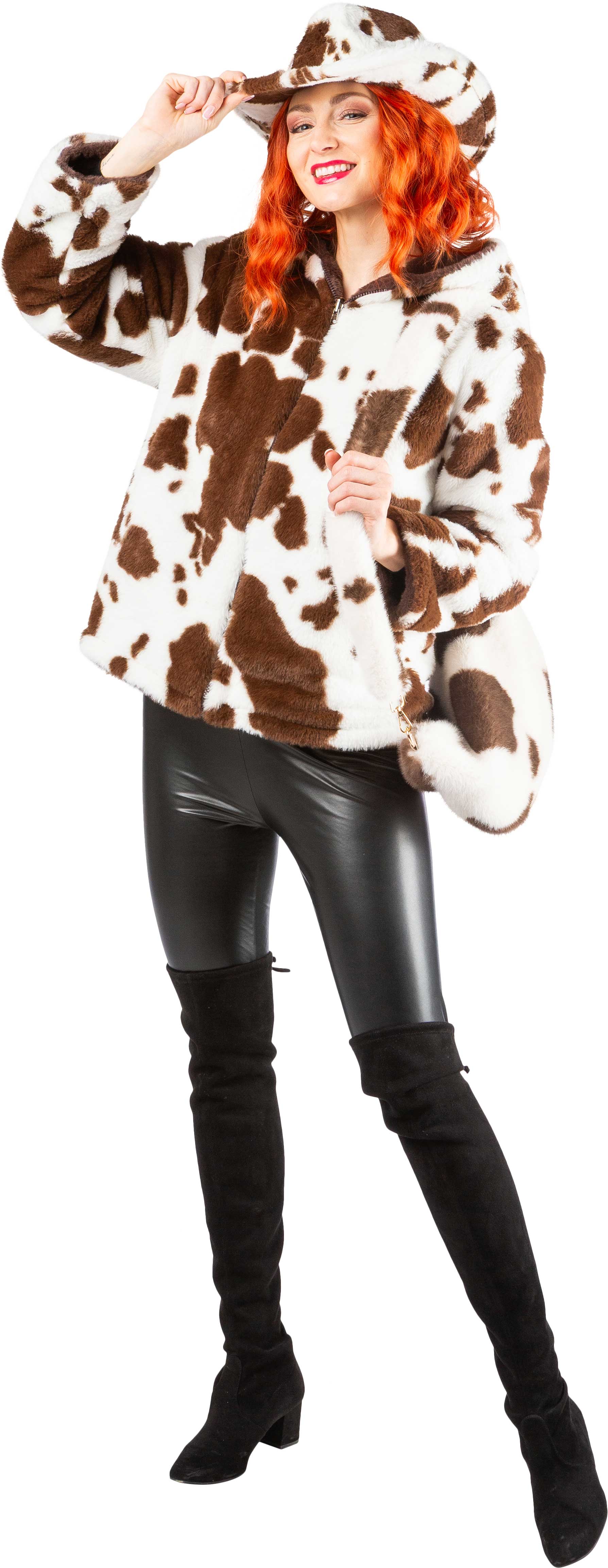 Veste réversible vache, marron/blanc