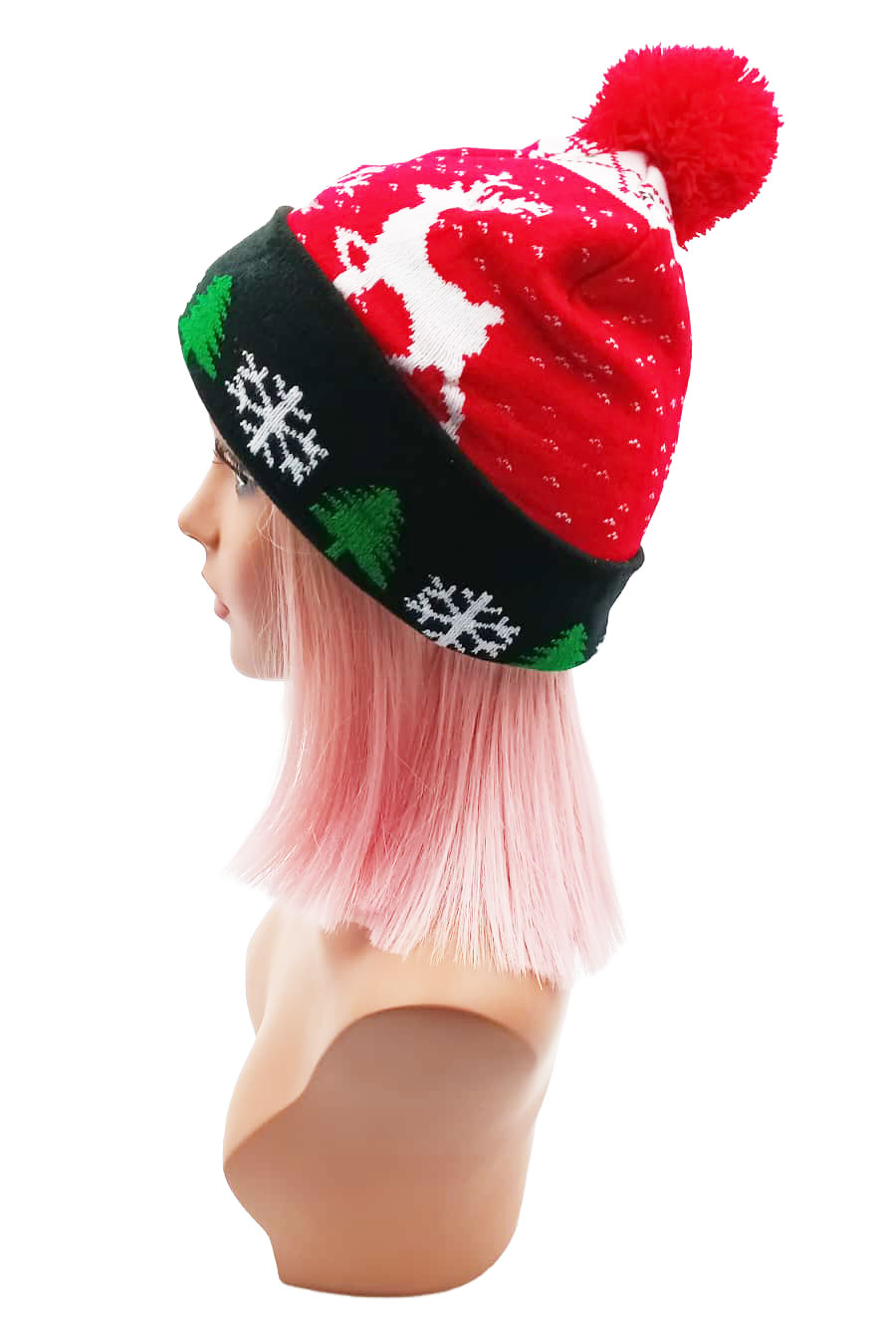 Bommelmütze rot Rentier