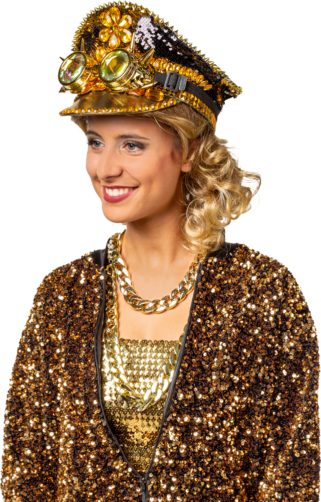 Visor cap sequins, gold